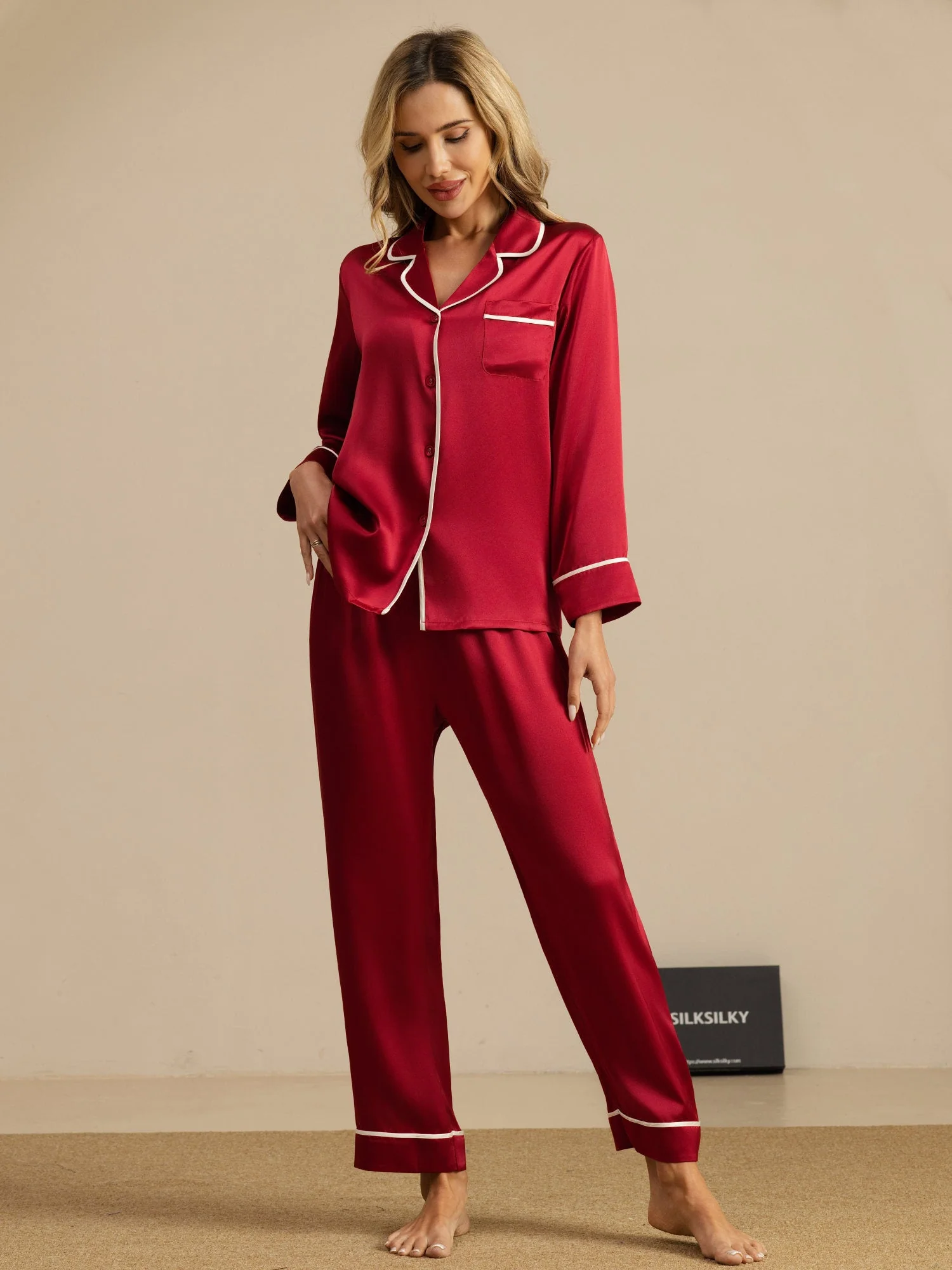 100% Mulberry Silk Classic Pajama Set - Image 22