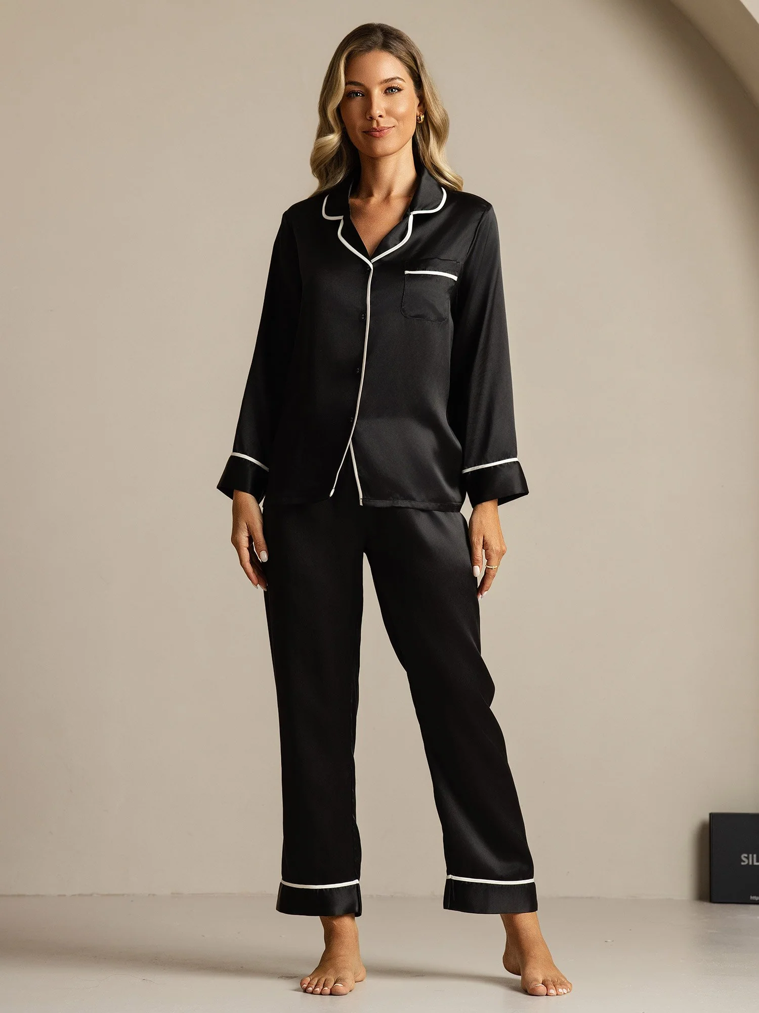 100% Mulberry Silk Classic Pajama Set - Image 27