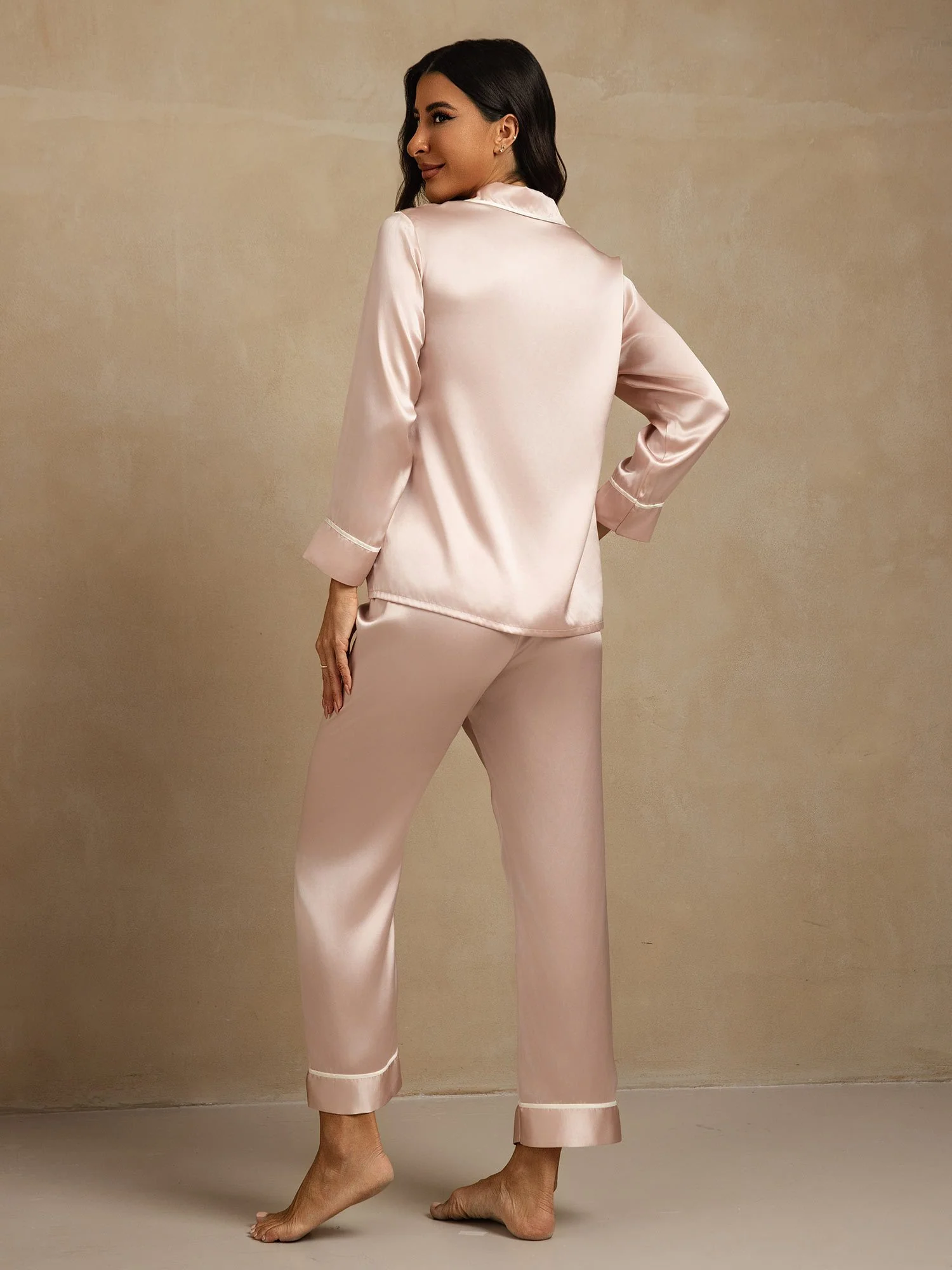 100% Mulberry Silk Classic Pajama Set - Image 43
