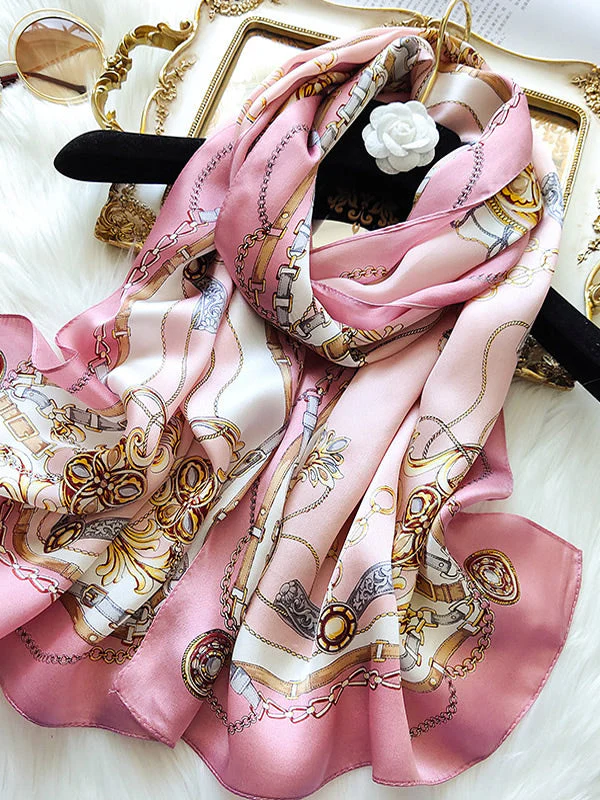100% Mulberry Silk Printed Rectangular Long Shawl Scarf 170x53cm - Image 7