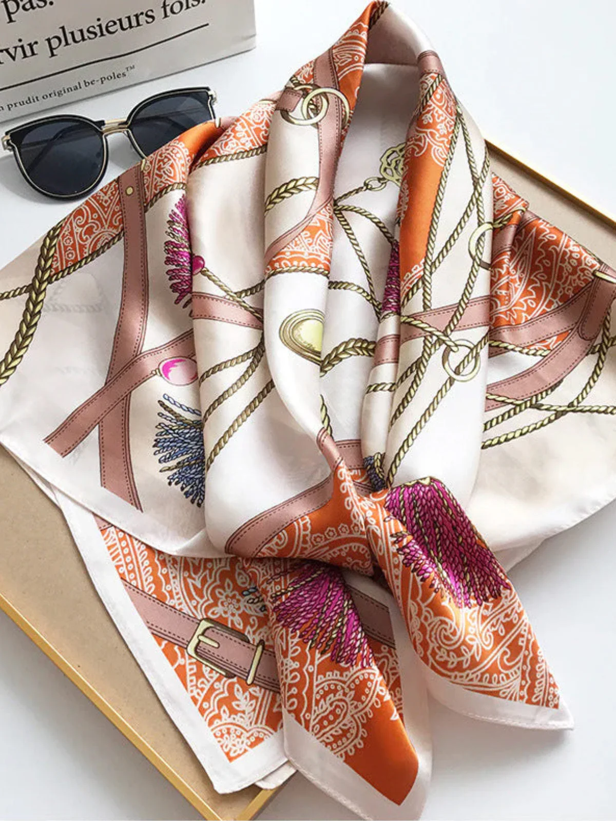 100% Mulberry Silk Printed Square Shawl Scarf 88*88cm - Image 29