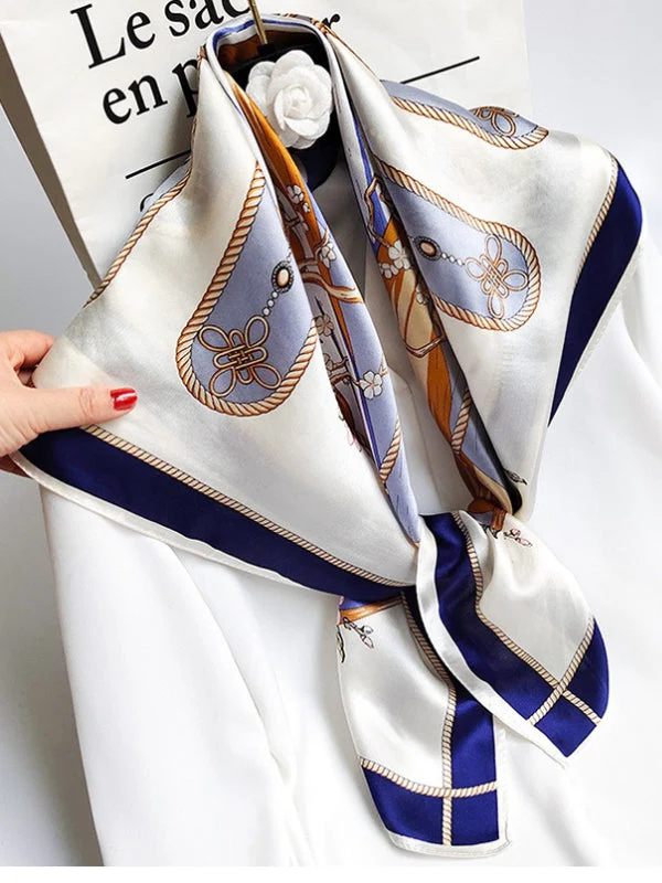 100% Mulberry Silk Printed Square Shawl Scarf 88*88cm - Image 55