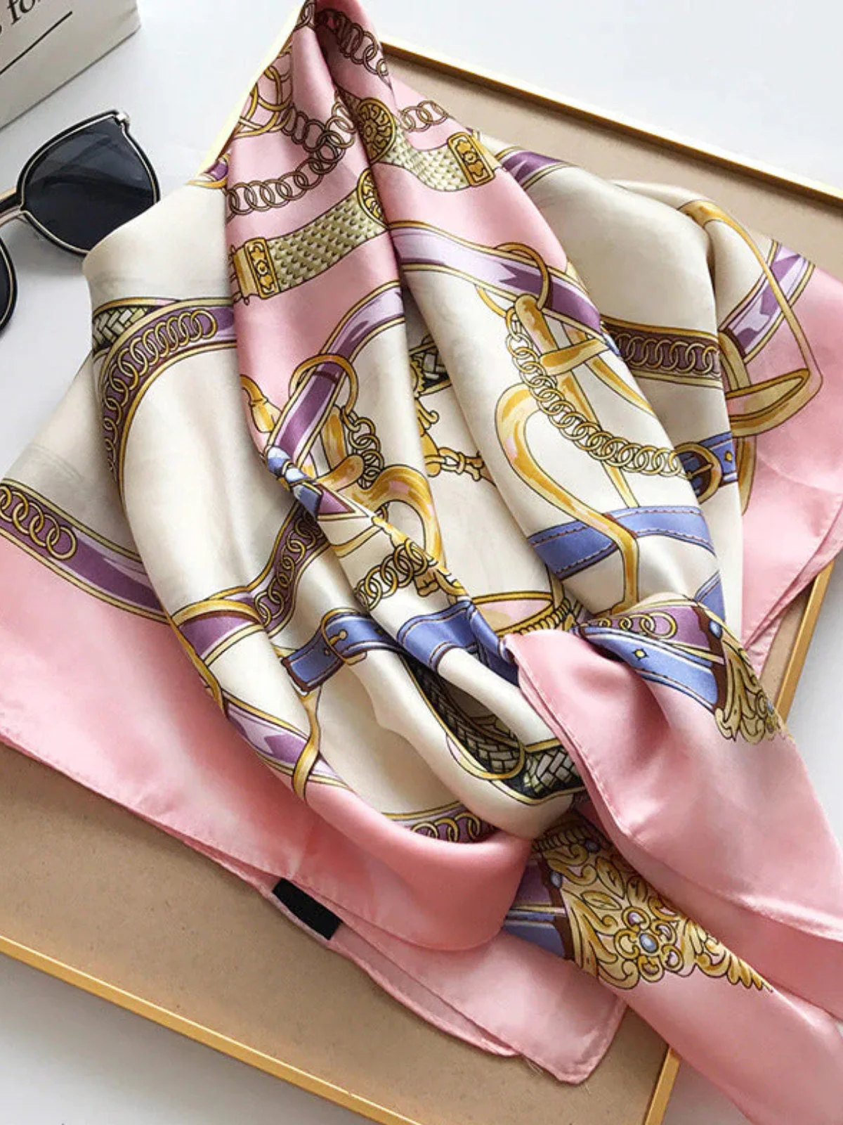 100% Mulberry Silk Printed Square Shawl Scarf size--88*88cm - Image 12