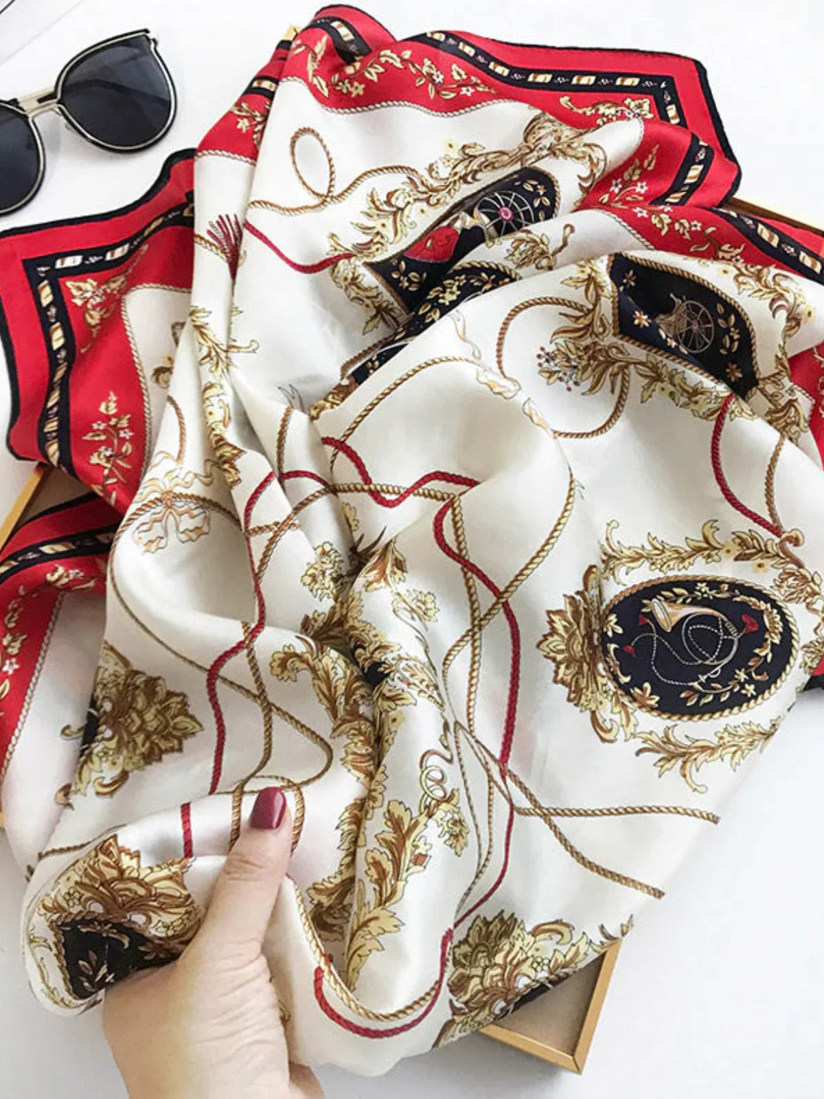 100% Mulberry Silk Printed Square Shawl Scarf size--88*88cm - Image 20