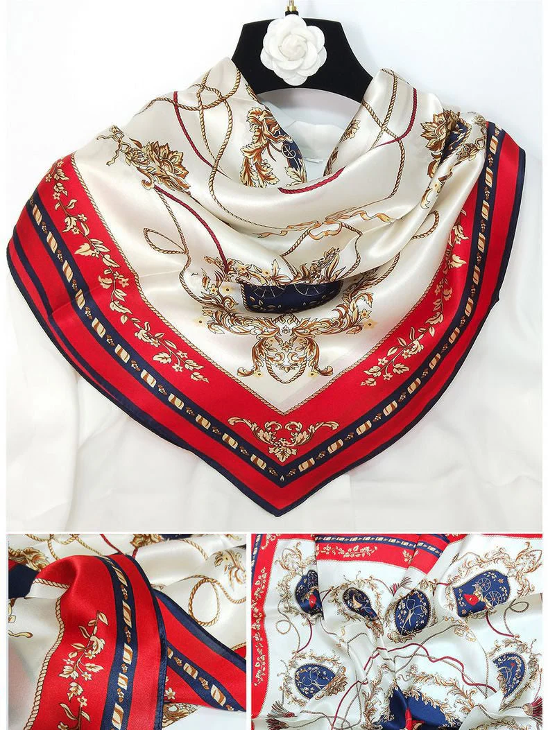 100% Mulberry Silk Printed Square Shawl Scarf size--88*88cm - Image 21