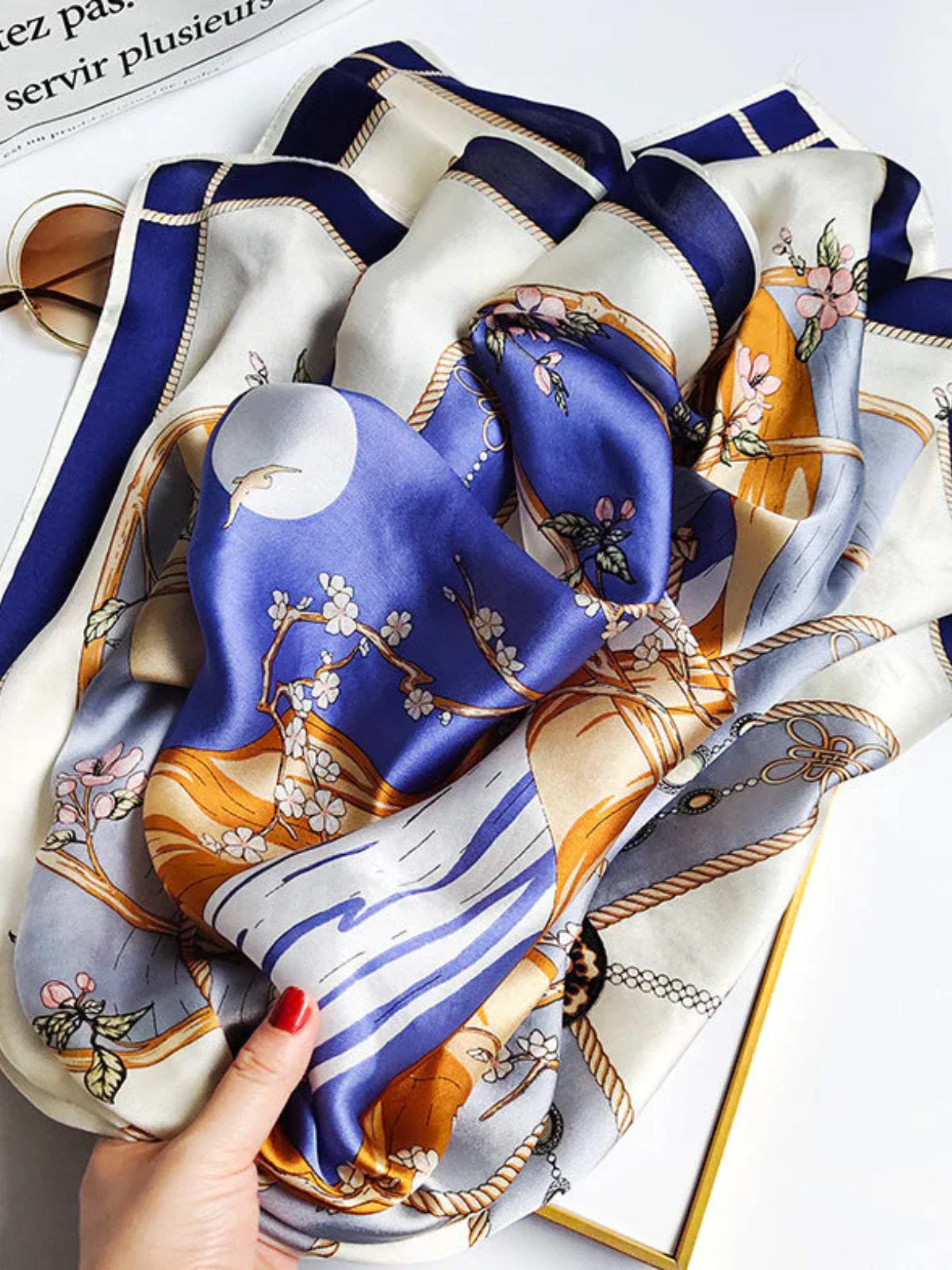 100% Mulberry Silk Printed Square Shawl Scarf size--88*88cm - Image 48