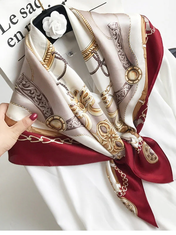 100% Mulberry Silk Printed Square Shawl Scarf size--88*88cm - Image 8