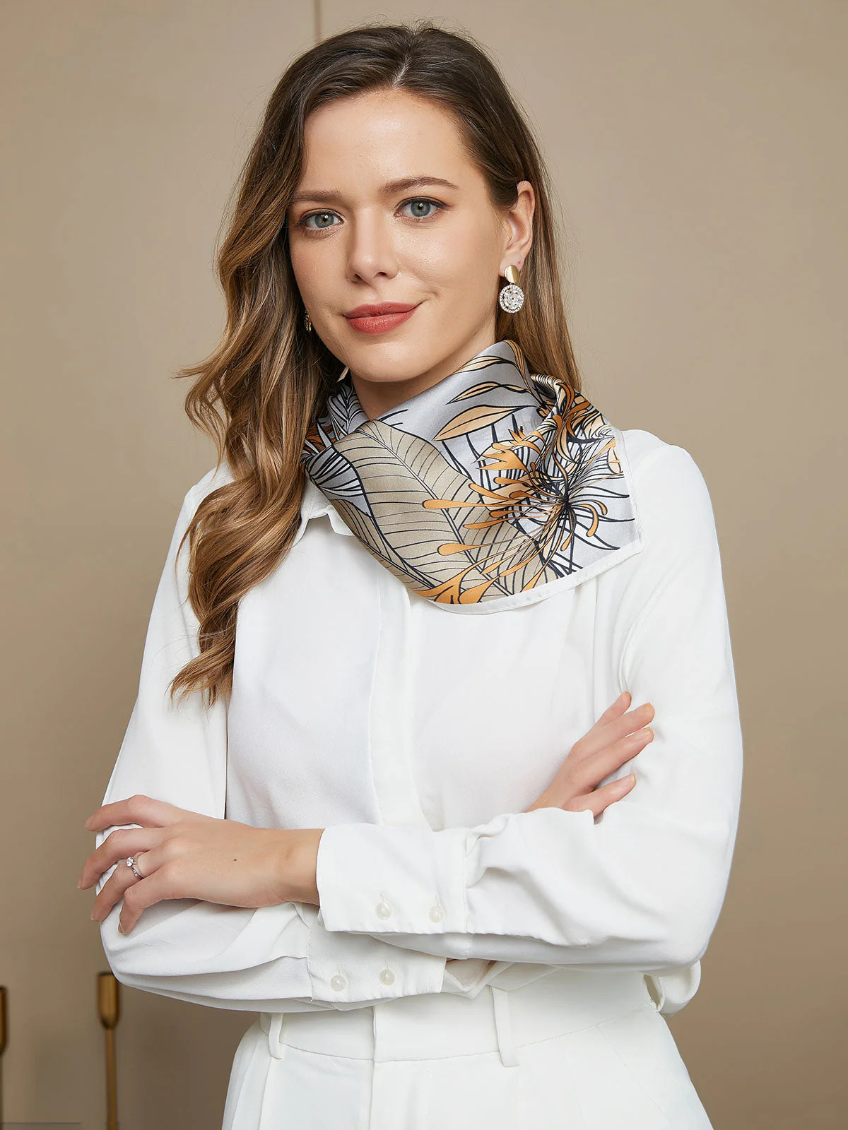 Clearance - 100% Pure Silk Floral Pattern Scarf 53x53cm - Image 6