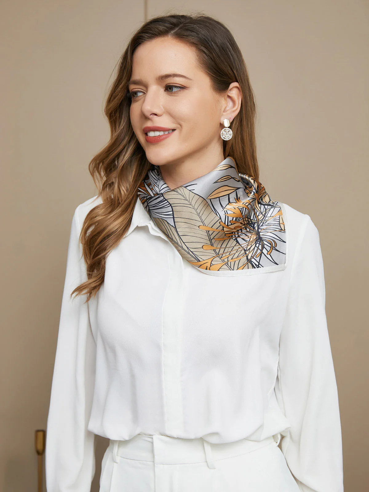 Clearance - 100% Pure Silk Floral Pattern Scarf 53x53cm - Image 7