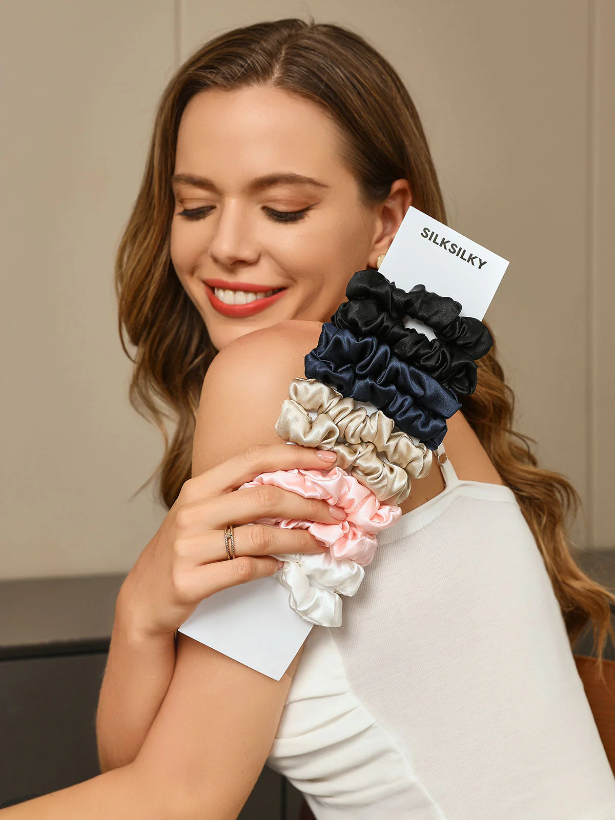 10Pcs Bundle Pure Silk Classic Hair Scrunchies - 2cm - Image 3