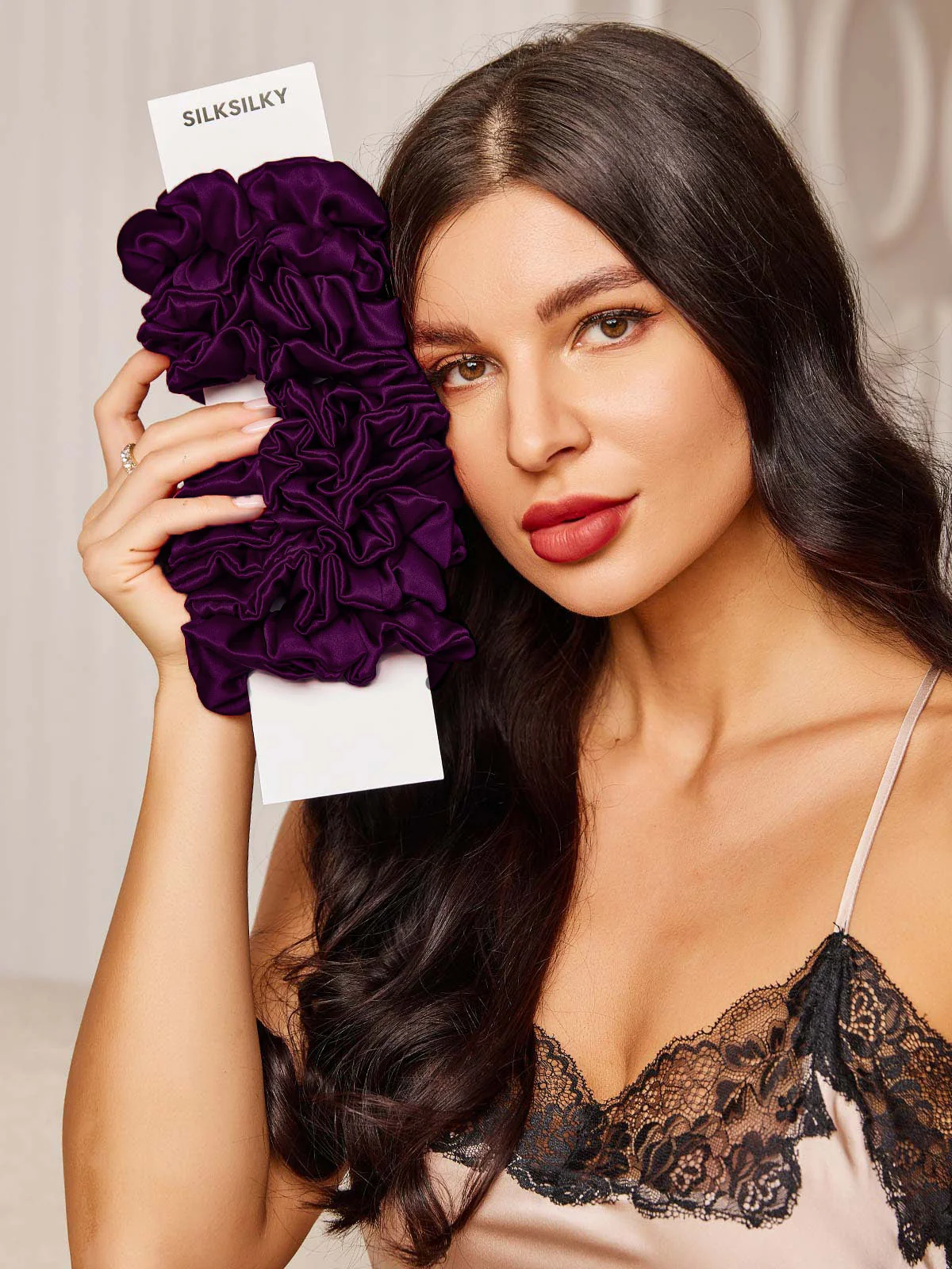 10Pcs Bundle Pure Silk Classic Hair Scrunchies - 2cm - Image 45