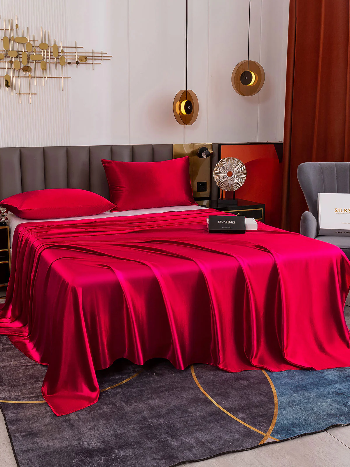 19Momme 3Pcs Silk Set Flat Sheet+2x Pillowcases - Image 17