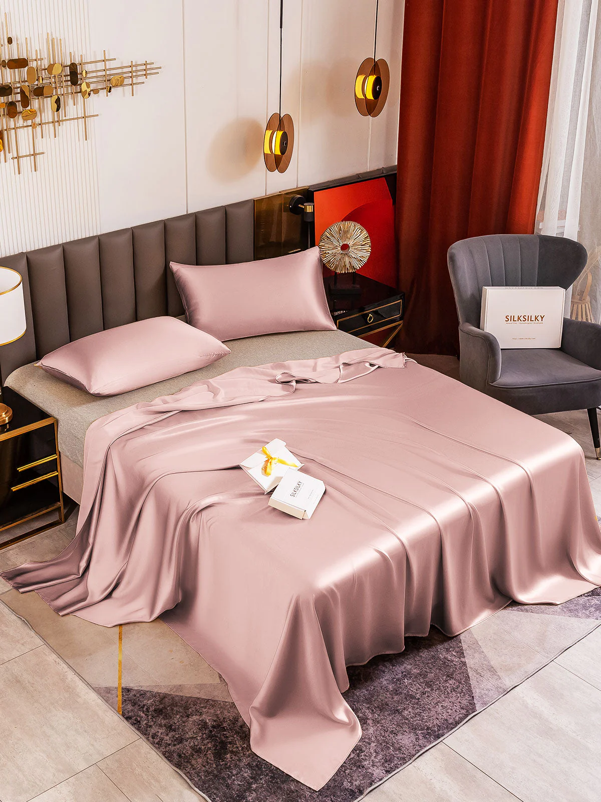 19Momme 3Pcs Silk Set Flat Sheet+2x Pillowcases - Image 32