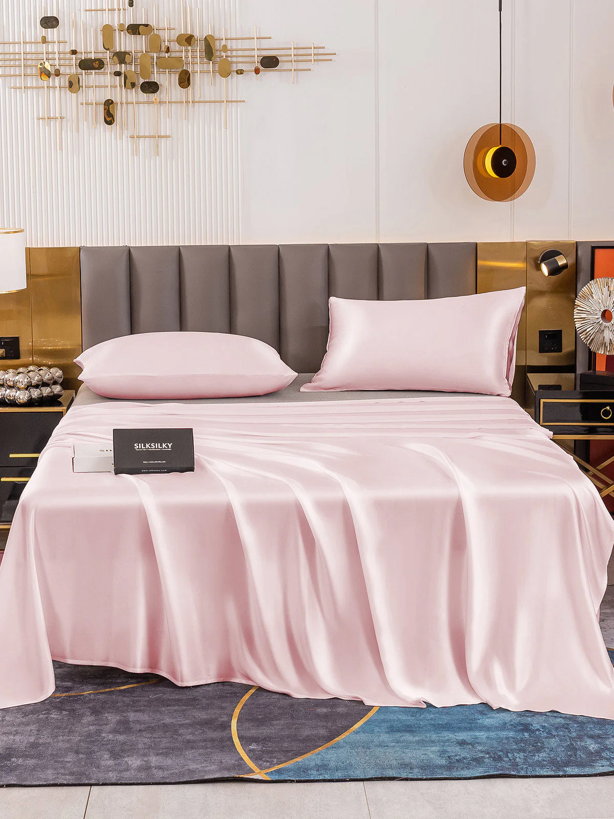 19Momme 3Pcs Silk Set Flat Sheet+2x Pillowcases - Image 38