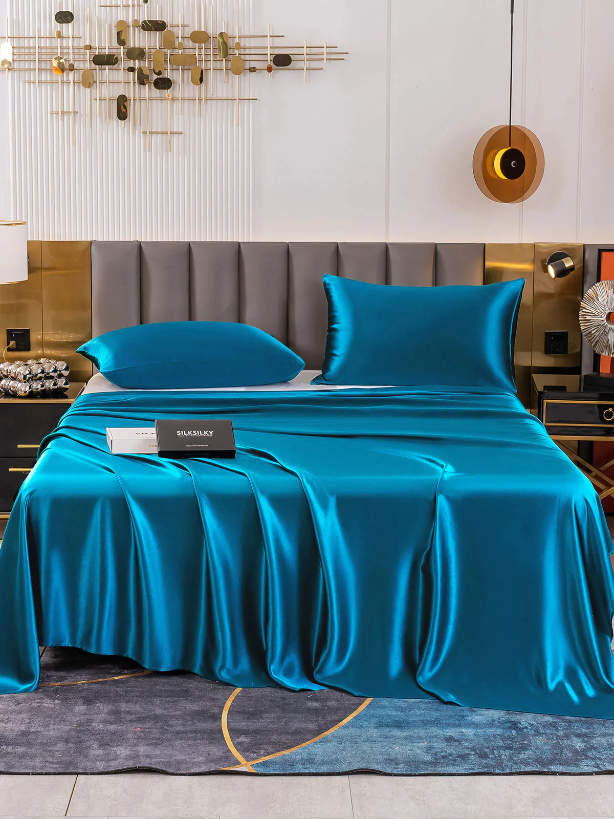 19Momme 3Pcs Silk Set Flat Sheet+2x Pillowcases - Image 54