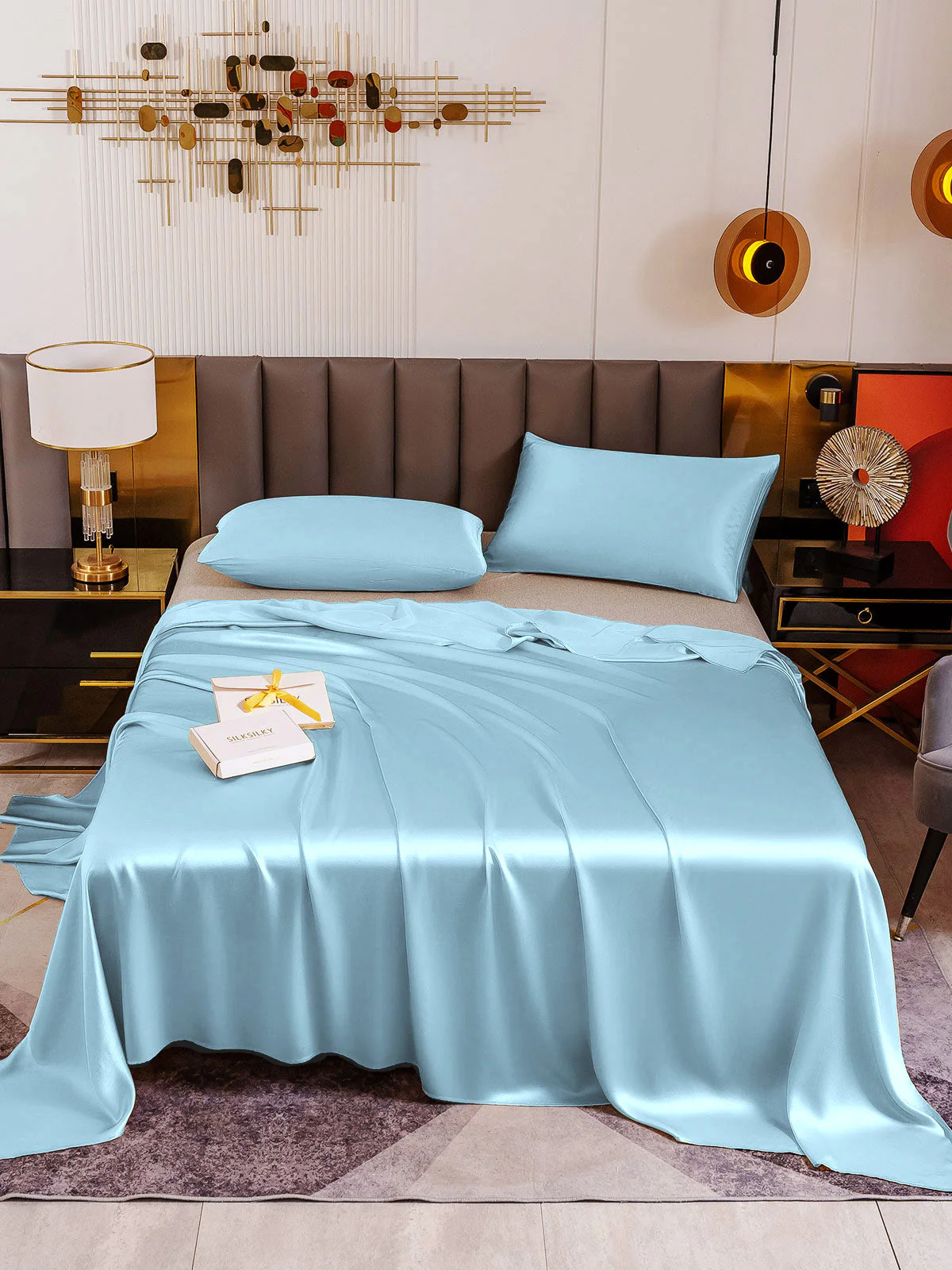 19Momme 3Pcs Silk Set Flat Sheet+2x Pillowcases - Image 64