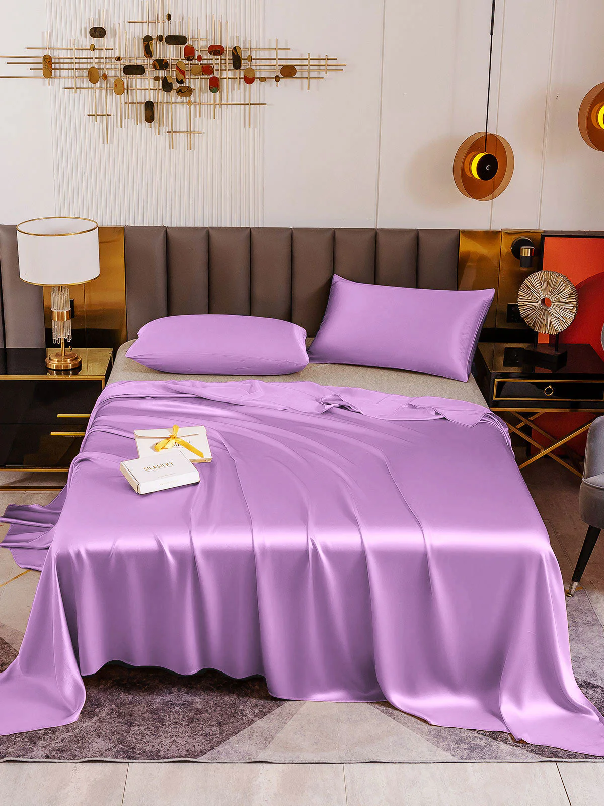 19Momme 3Pcs Silk Set Flat Sheet+2x Pillowcases - Image 73