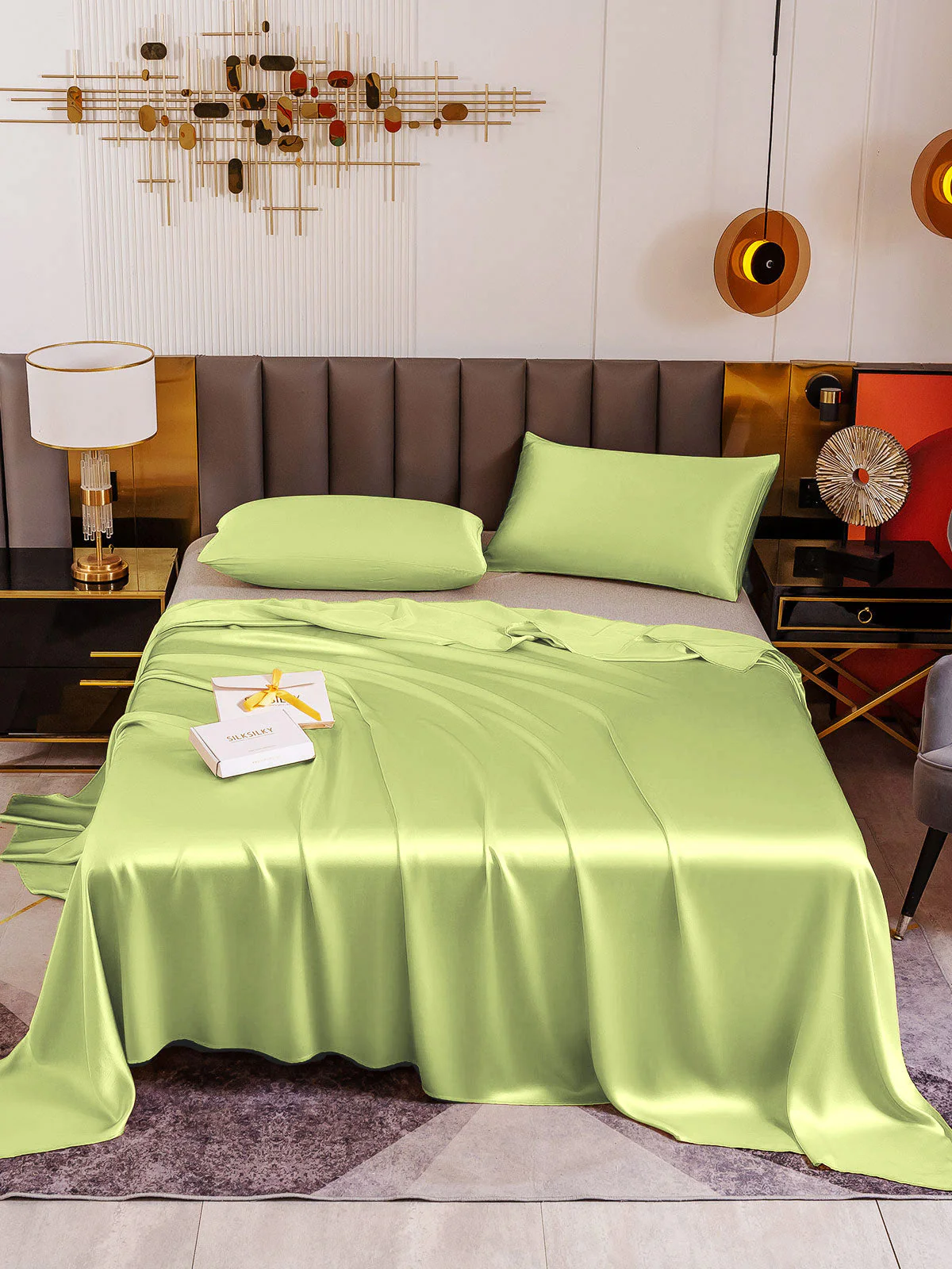19Momme 3Pcs Silk Set Flat Sheet+2x Pillowcases - Image 78