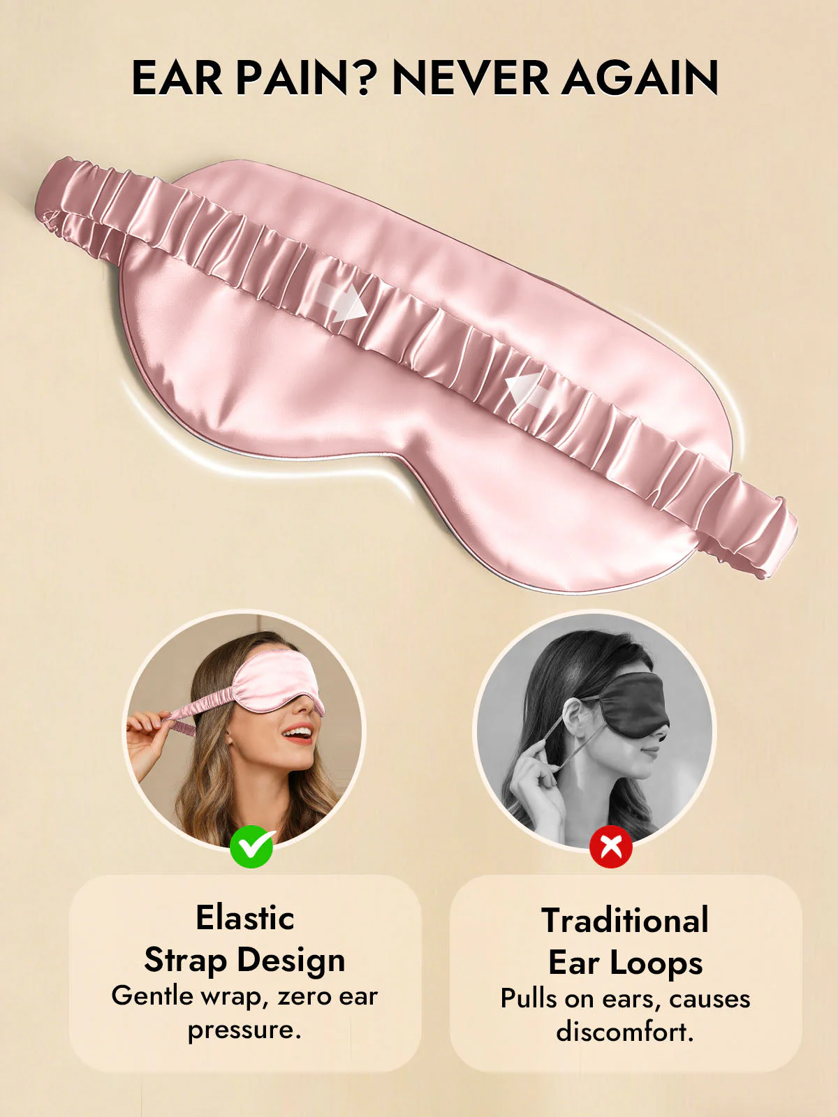 19 Momme Pure Silk Sleep Eye Mask with Elastic Band - Image 13