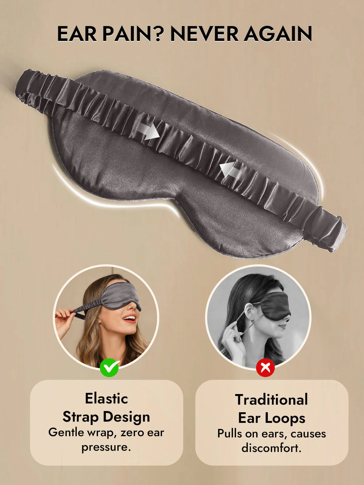 19 Momme Pure Silk Sleep Eye Mask with Elastic Band - Image 34