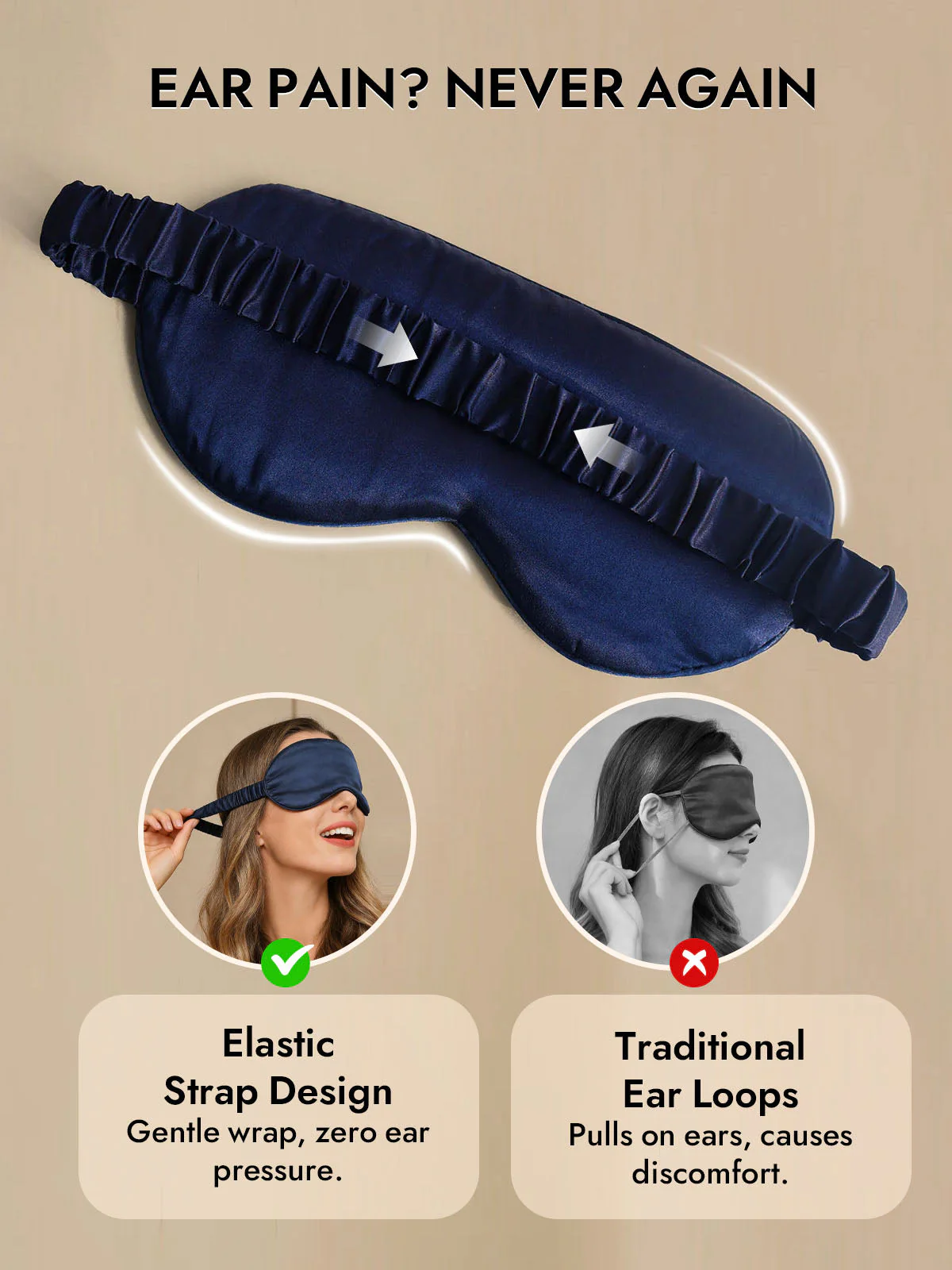 19 Momme Pure Silk Sleep Eye Mask with Elastic Band - Image 6