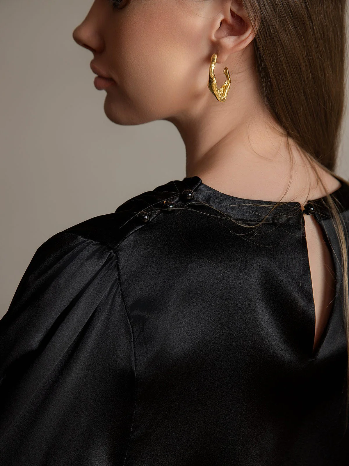 Clearance - 19Momme Silk Long Sleeve Boat Neck Blouse - Image 4
