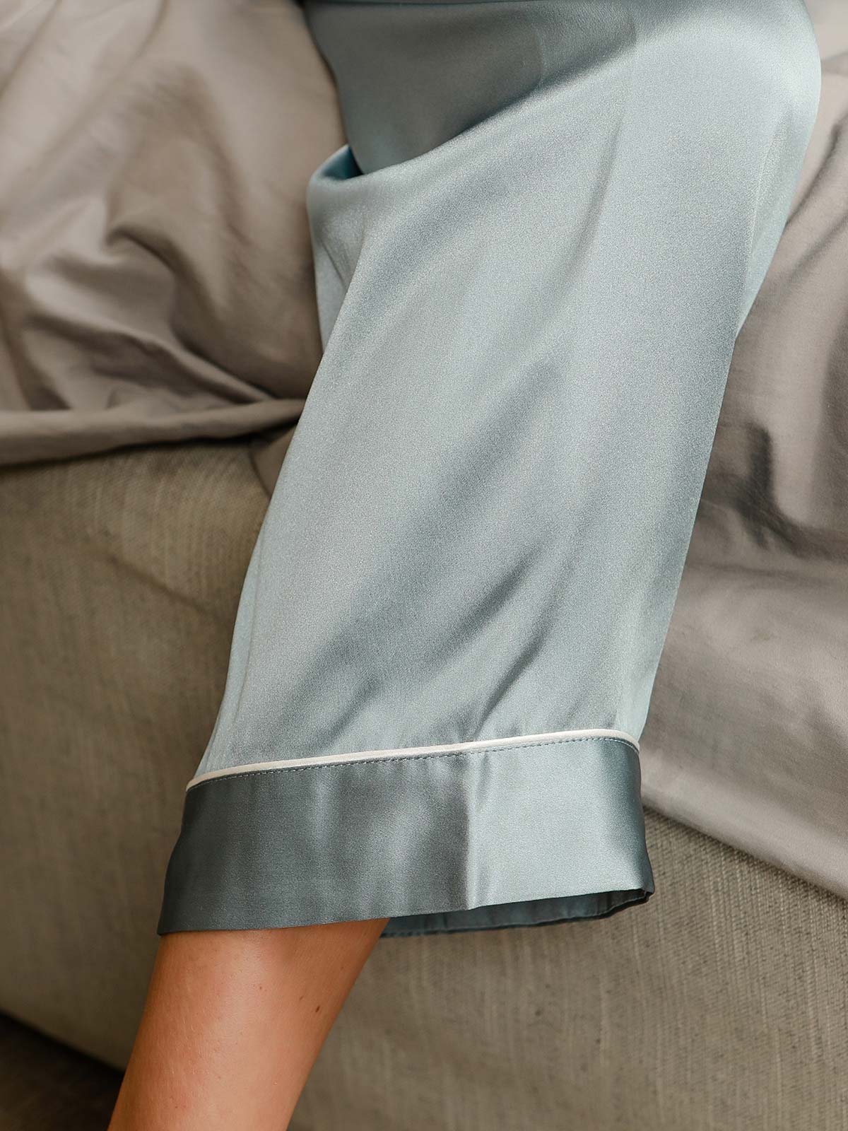 Pure Silk Long Sleeve Button Up Women's Pajamas Set - Image 38