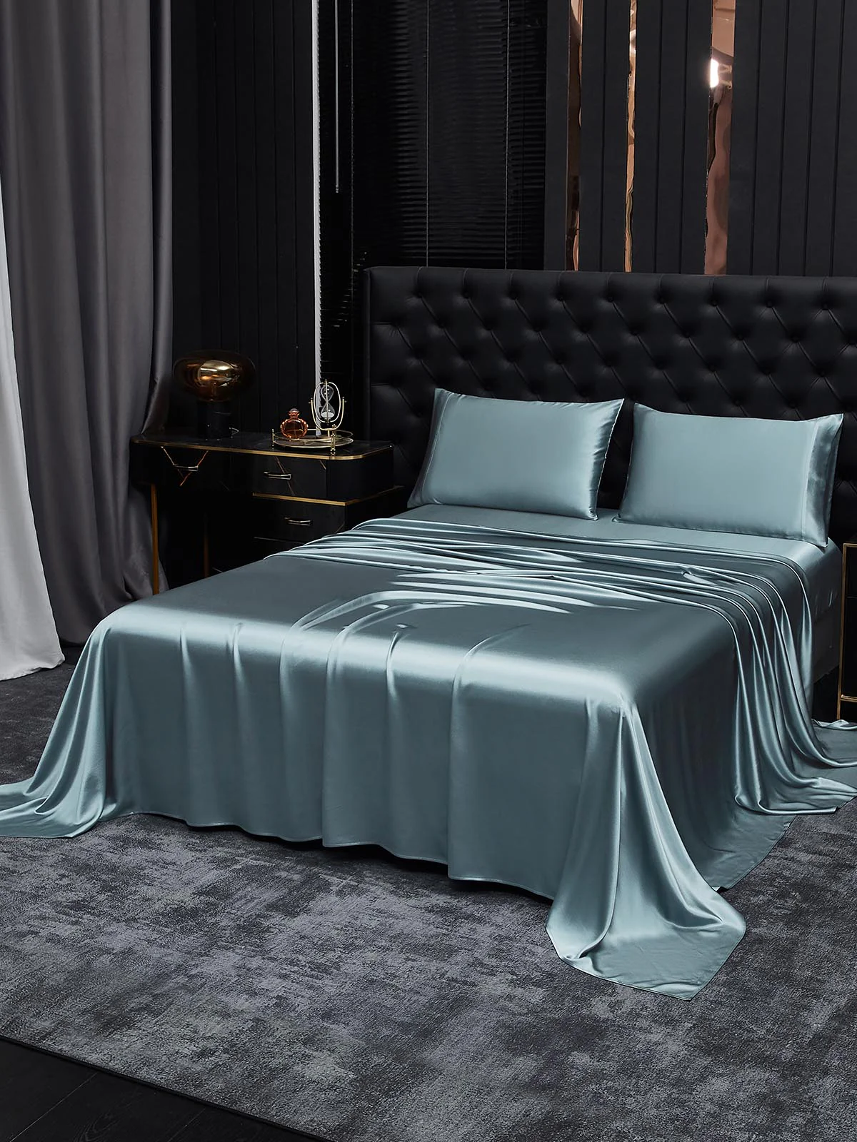 19Momme 4Pcs Silk Set Fitted&Flat Sheets+2x Pillowcases - Image 166