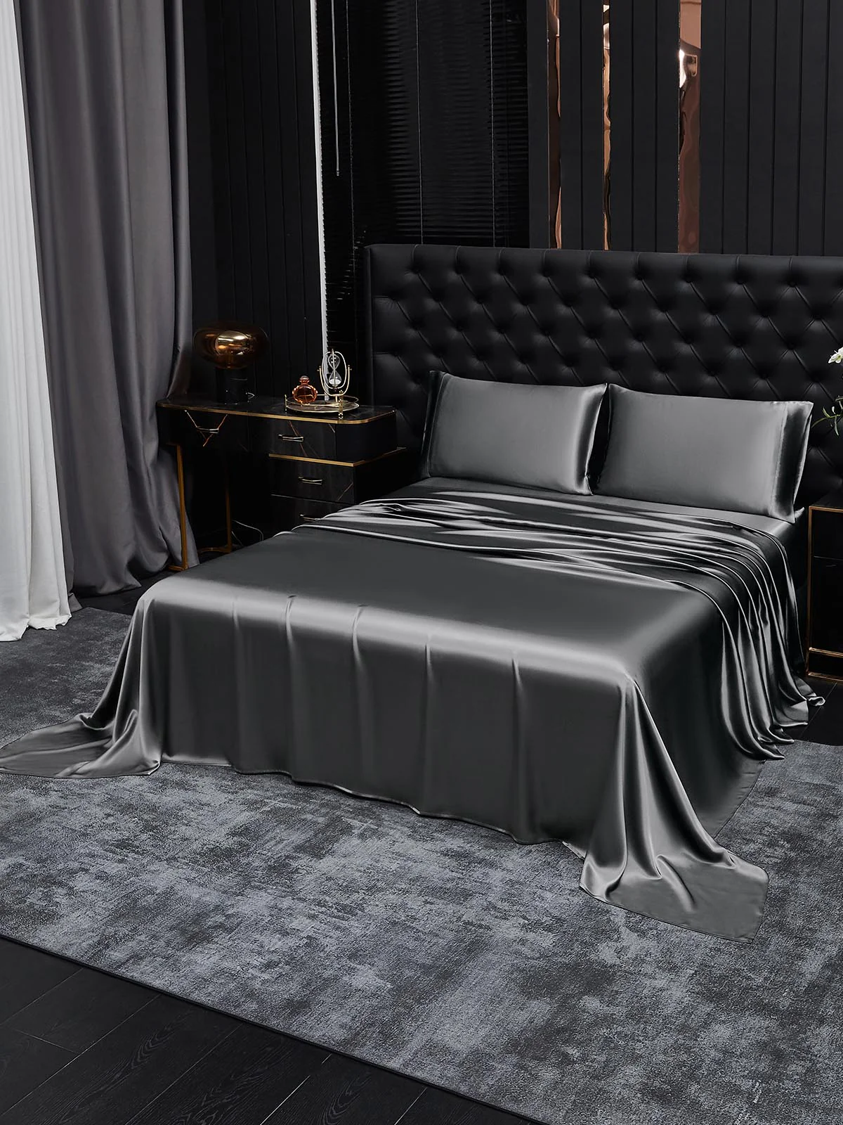 19Momme 4Pcs Silk Set Fitted&Flat Sheets+2x Pillowcases - Image 178