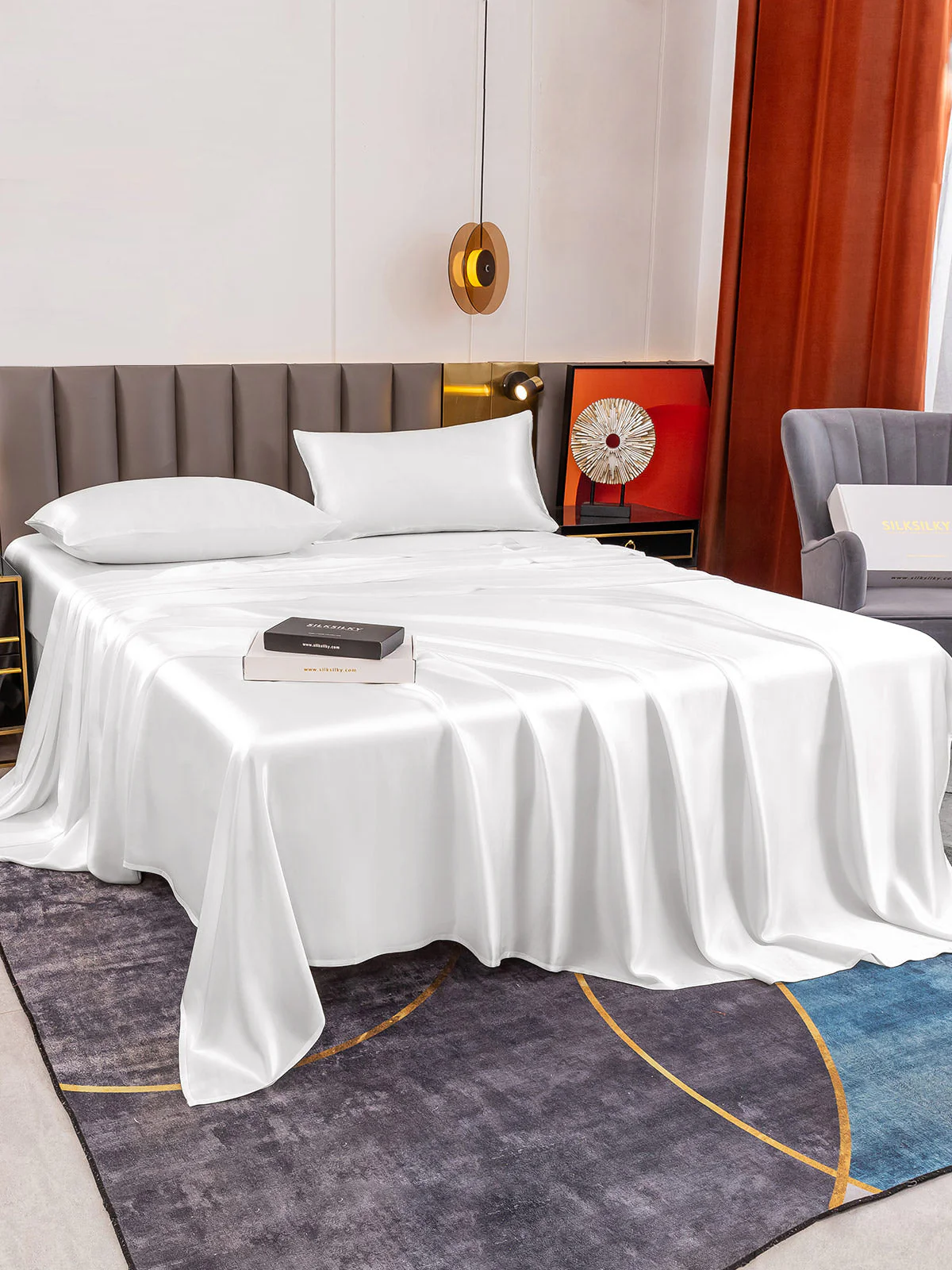 19Momme 4Pcs Silk Set Fitted&Flat Sheets+2x Pillowcases - Image 20
