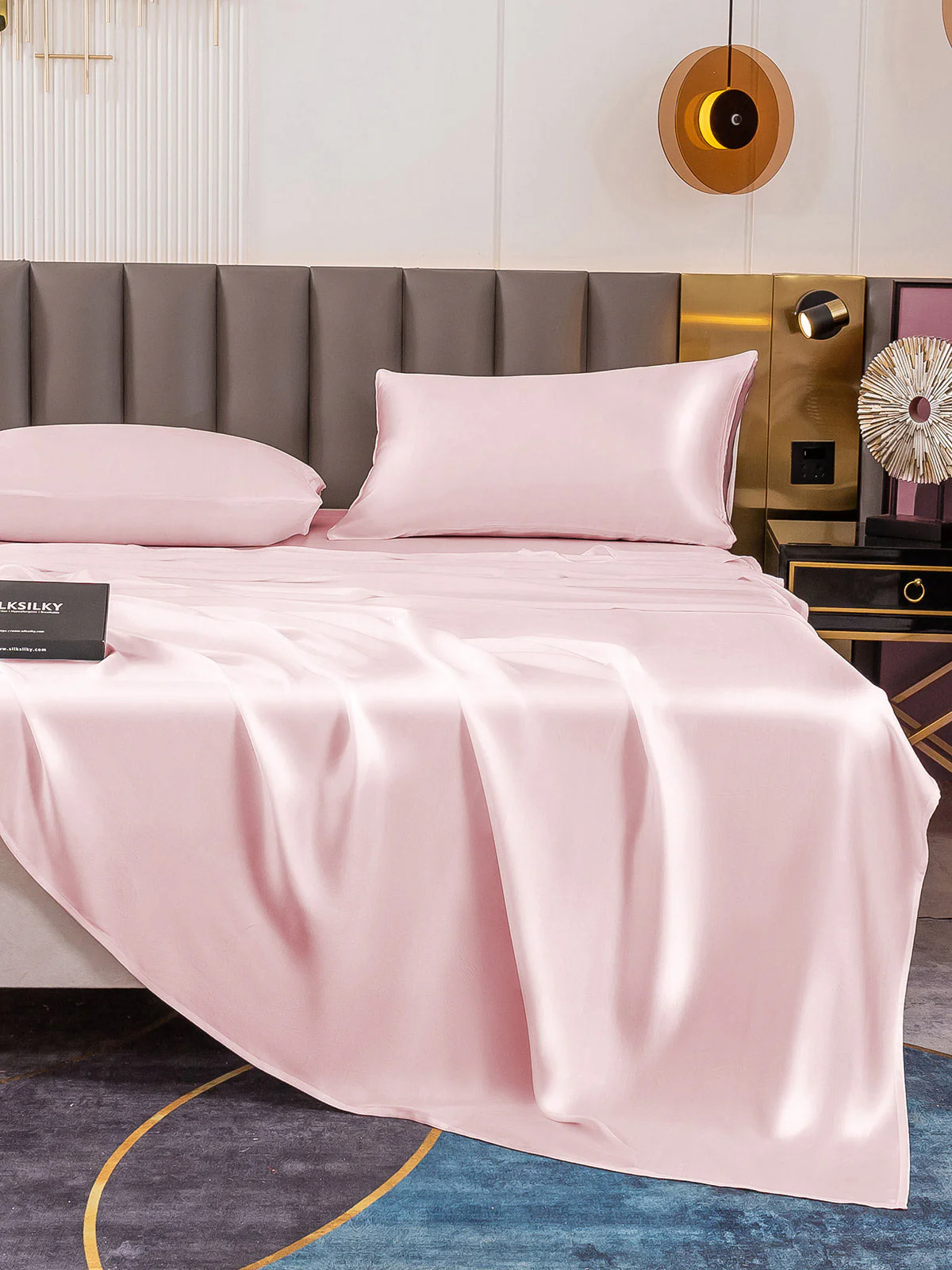 19Momme 4Pcs Silk Set Fitted&Flat Sheets+2x Pillowcases - Image 30