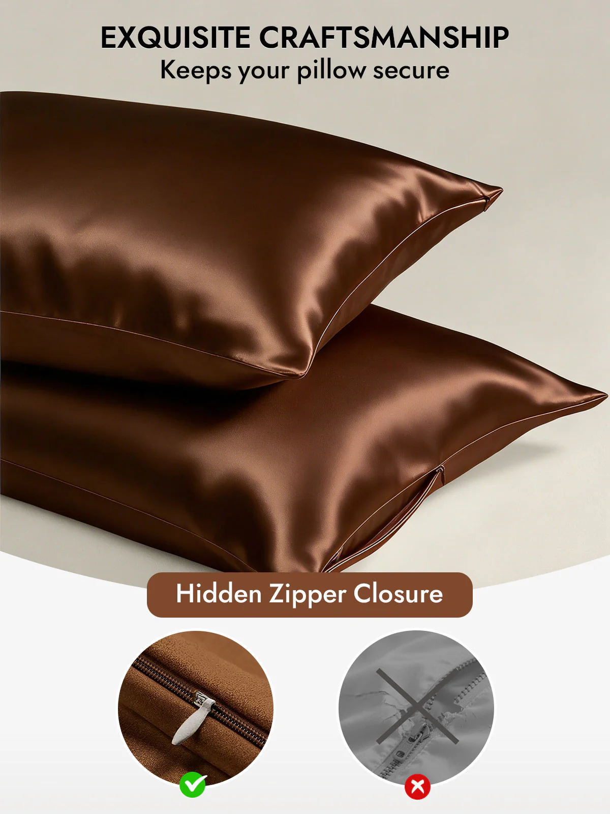 19Momme 100% Mulberry Silk Pillowcase - Hidden Zipper - Image 104