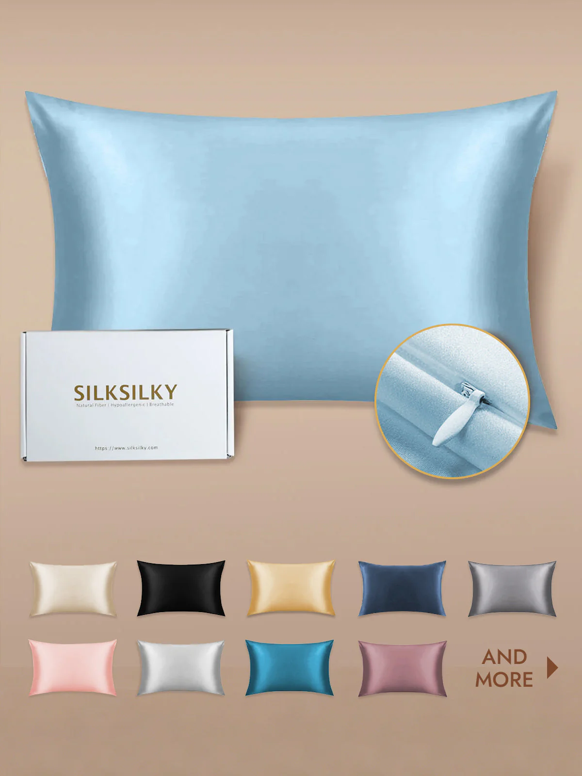 19Momme 100% Mulberry Silk Pillowcase - Hidden Zipper - Image 106