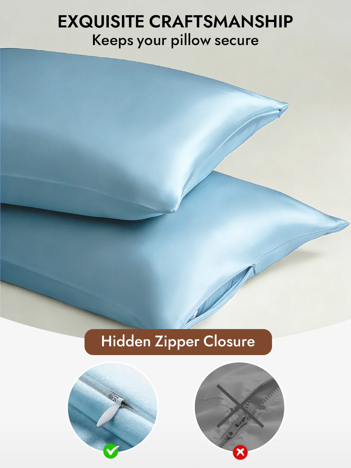 19Momme 100% Mulberry Silk Pillowcase - Hidden Zipper - Image 111
