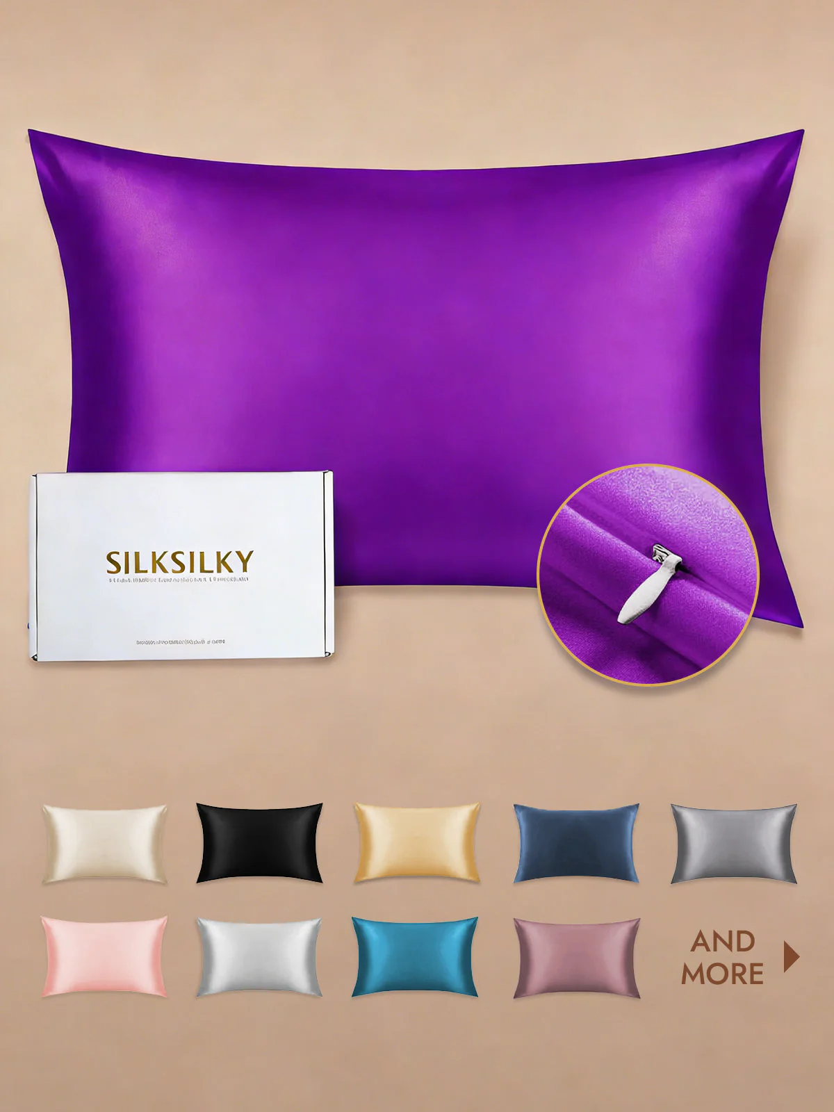 19Momme 100% Mulberry Silk Pillowcase - Hidden Zipper - Image 113
