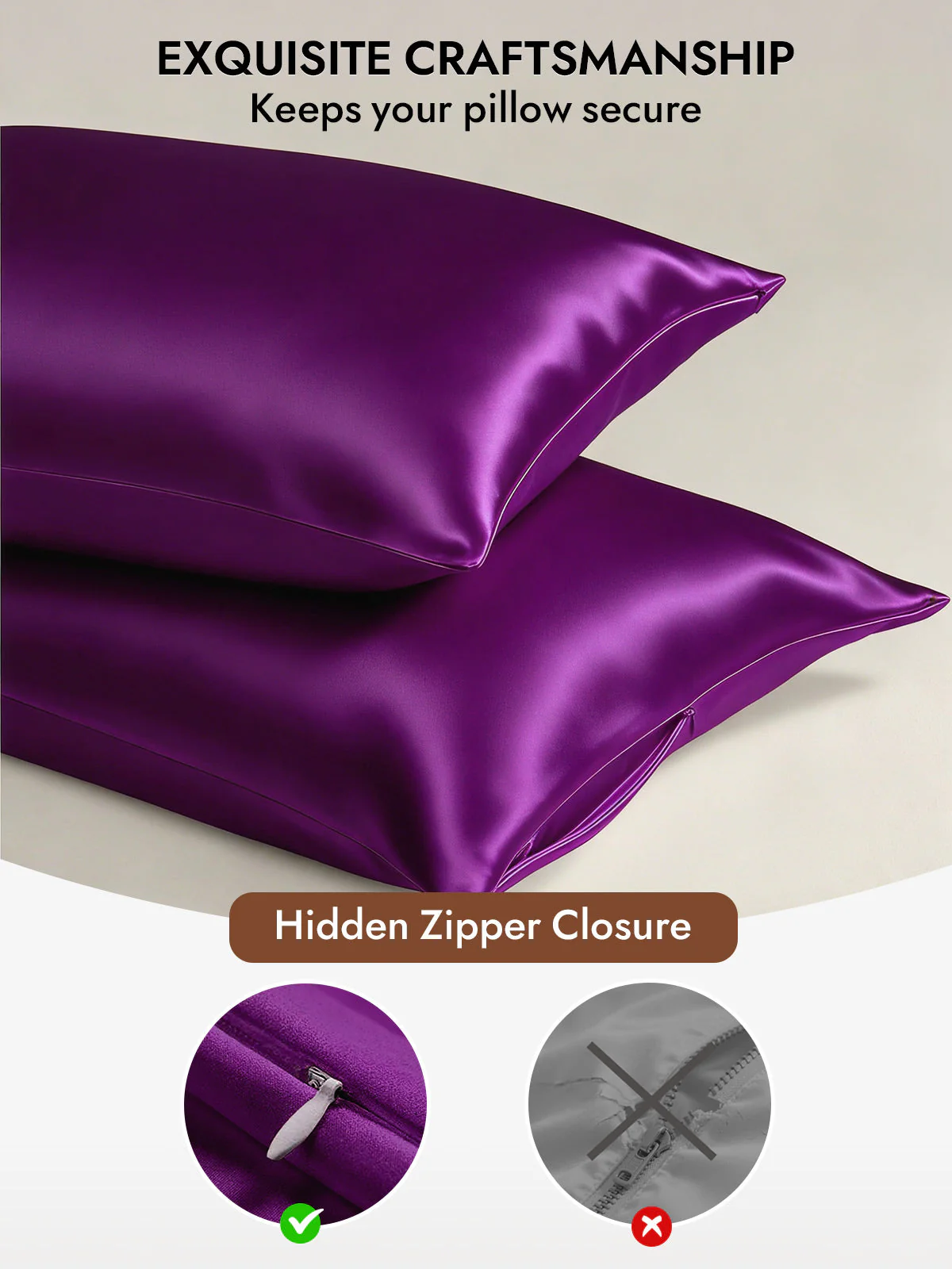 19Momme 100% Mulberry Silk Pillowcase - Hidden Zipper - Image 118