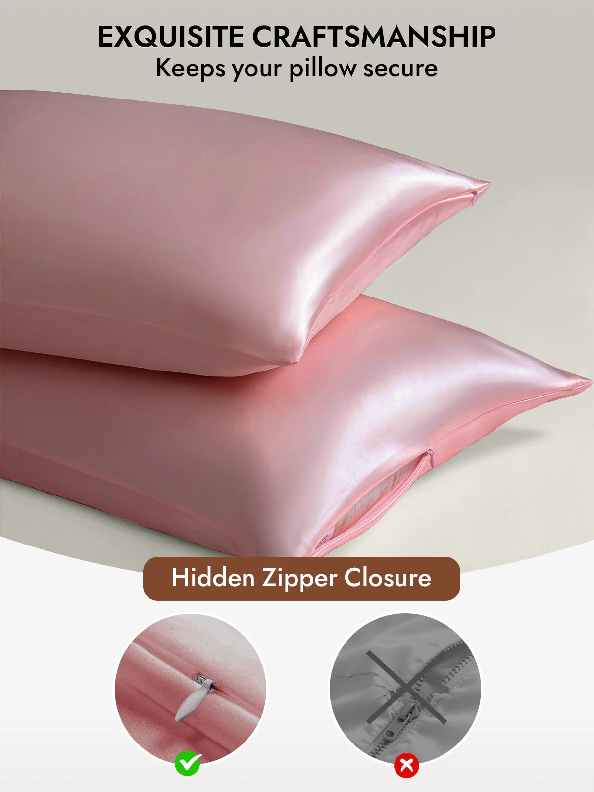 19Momme 100% Mulberry Silk Pillowcase - Hidden Zipper - Image 13