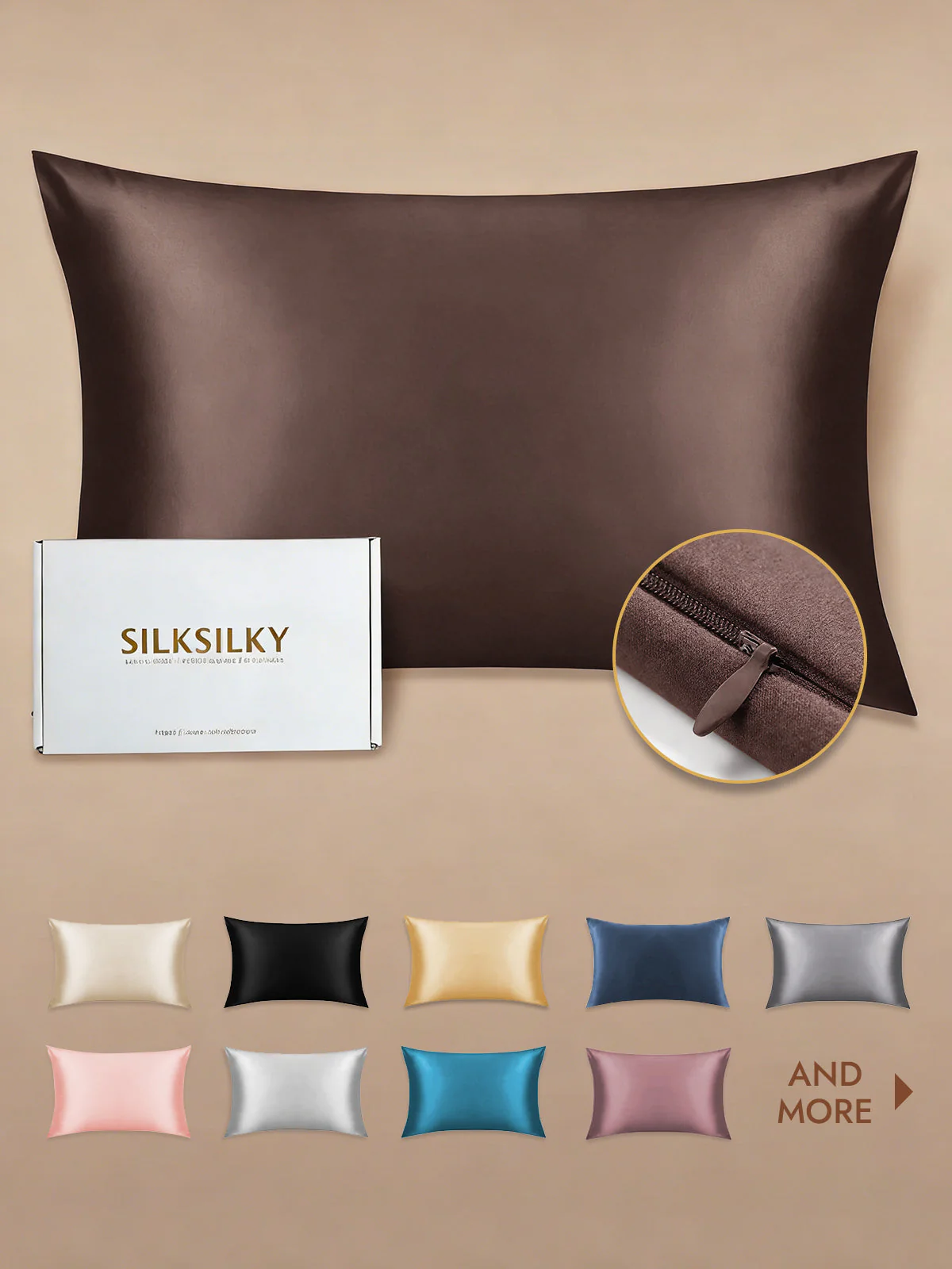 19Momme 100% Mulberry Silk Pillowcase - Hidden Zipper - Image 134