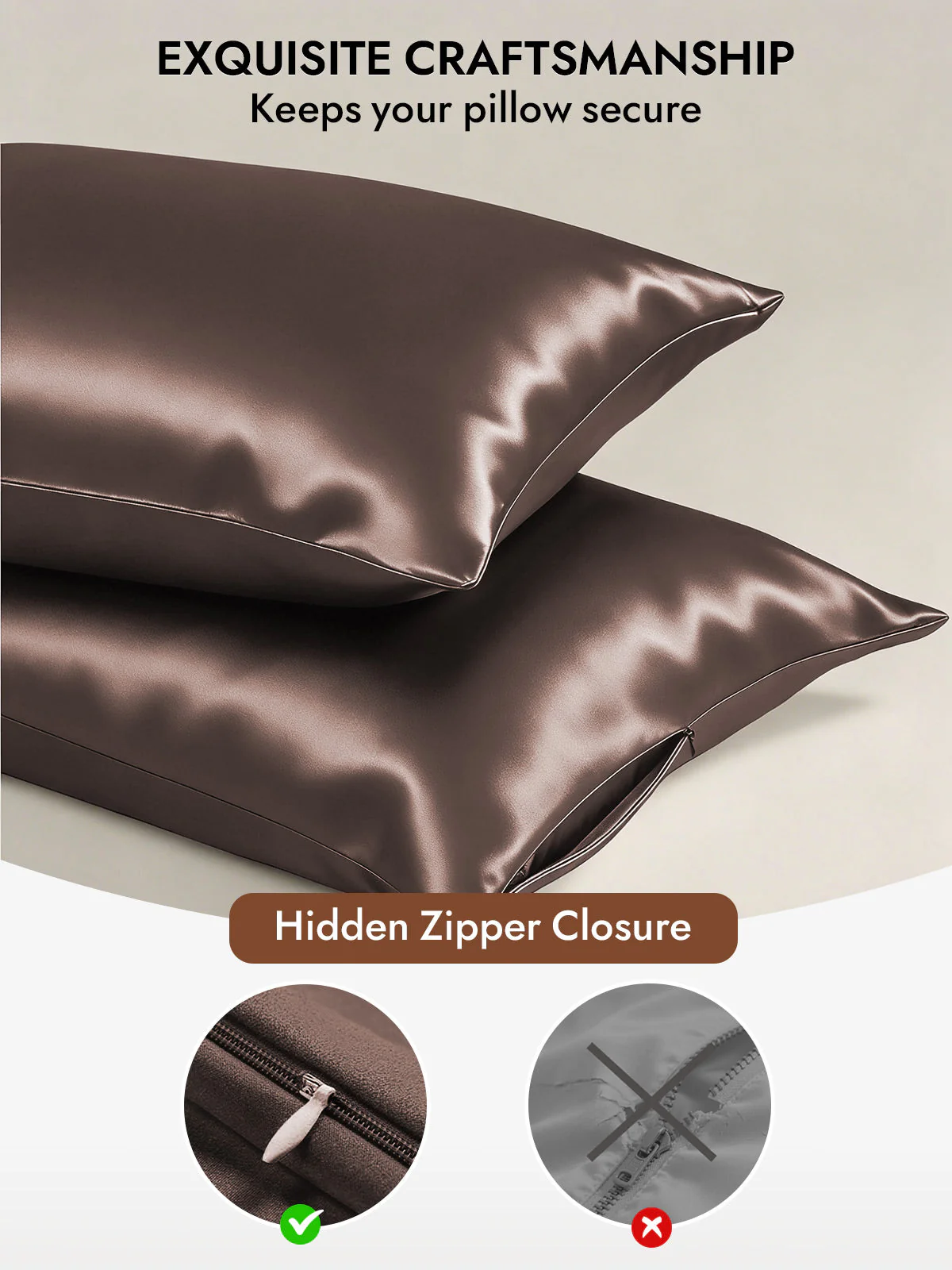 19Momme 100% Mulberry Silk Pillowcase - Hidden Zipper - Image 139
