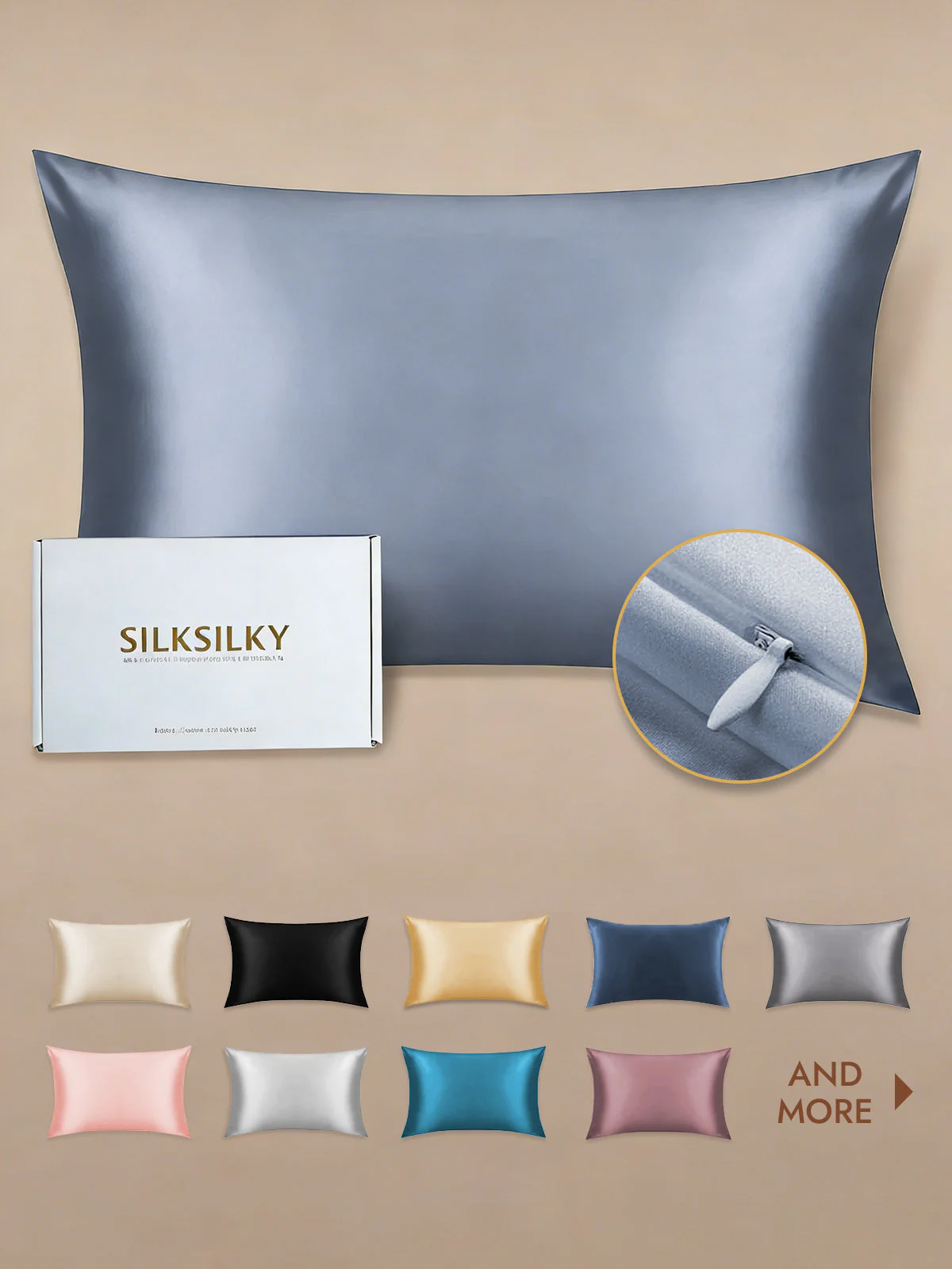 19Momme 100% Mulberry Silk Pillowcase - Hidden Zipper - Image 141