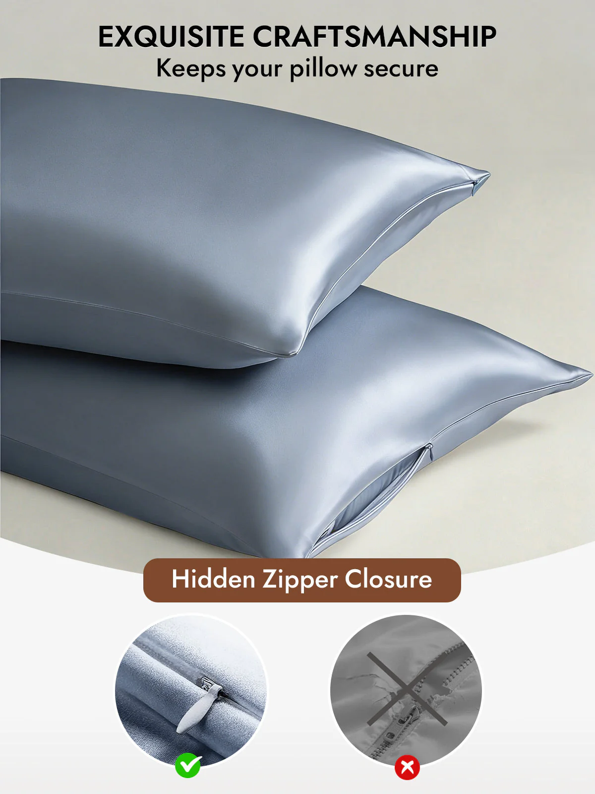 19Momme 100% Mulberry Silk Pillowcase - Hidden Zipper - Image 146