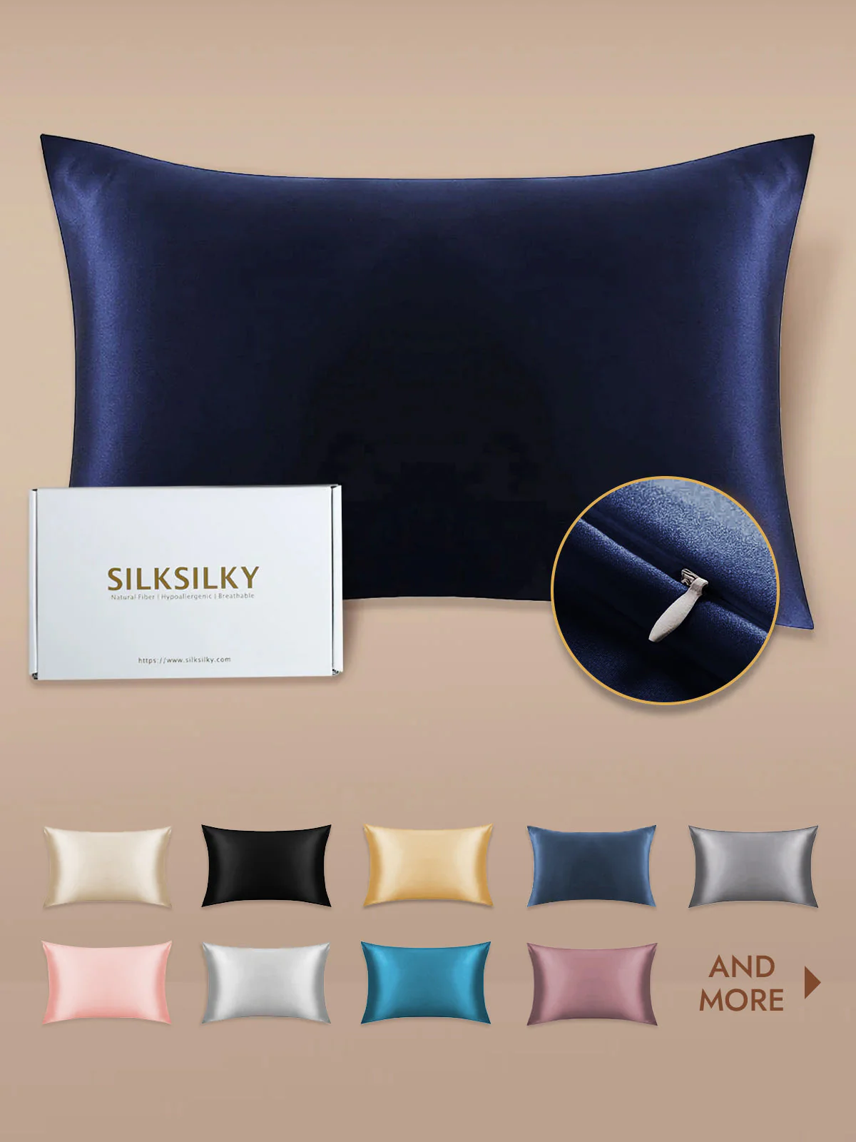 19Momme 100% Mulberry Silk Pillowcase - Hidden Zipper - Image 15