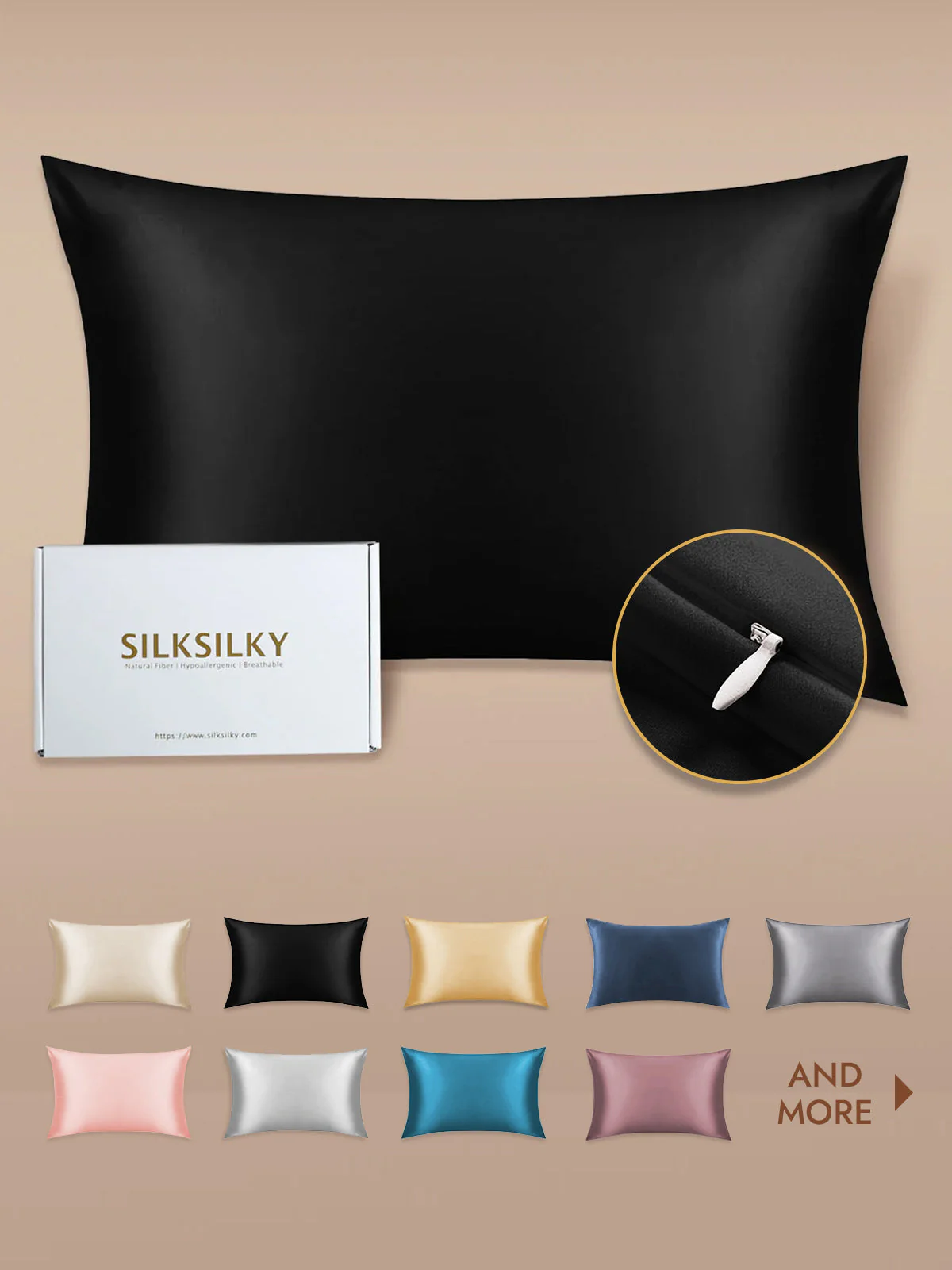 19Momme 100% Mulberry Silk Pillowcase - Hidden Zipper - Image 22