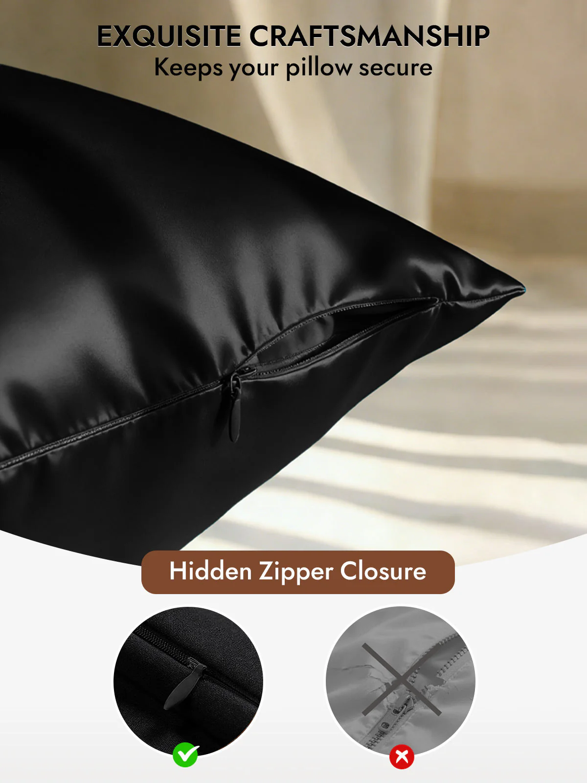 19Momme 100% Mulberry Silk Pillowcase - Hidden Zipper - Image 27
