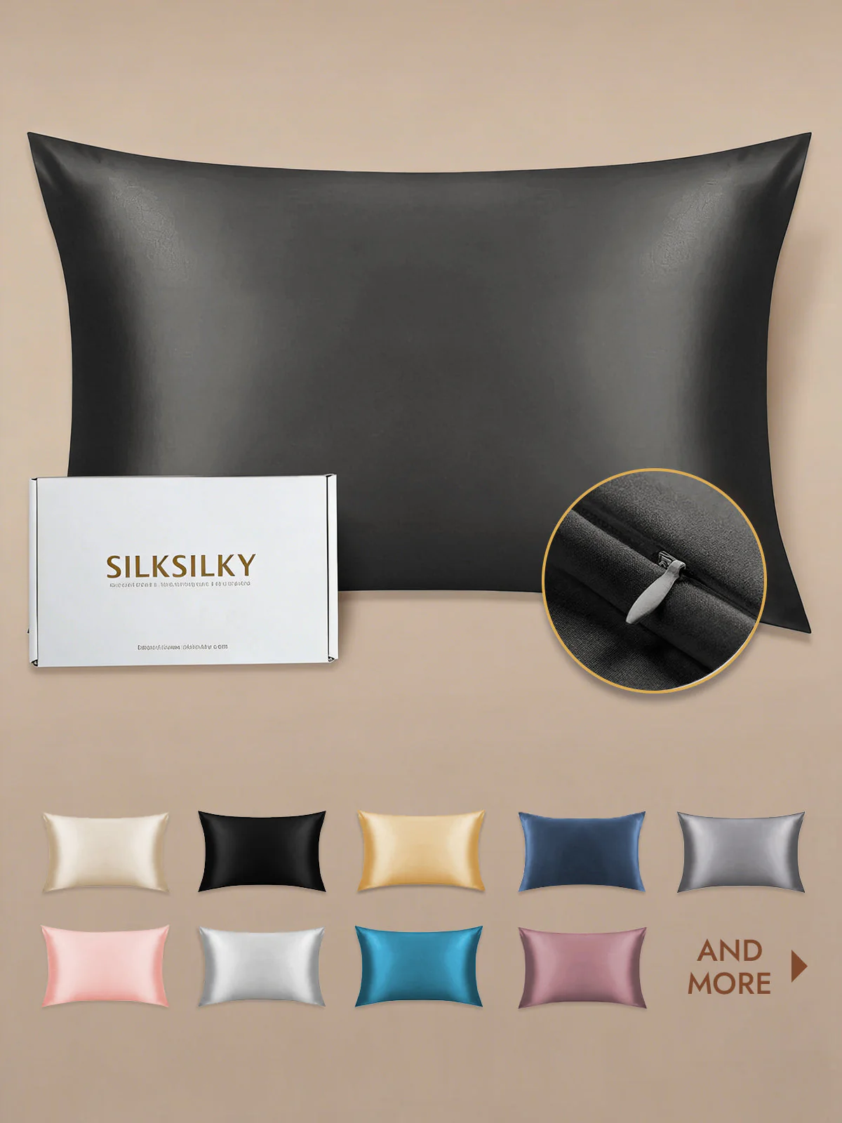 19Momme 100% Mulberry Silk Pillowcase - Hidden Zipper - Image 36