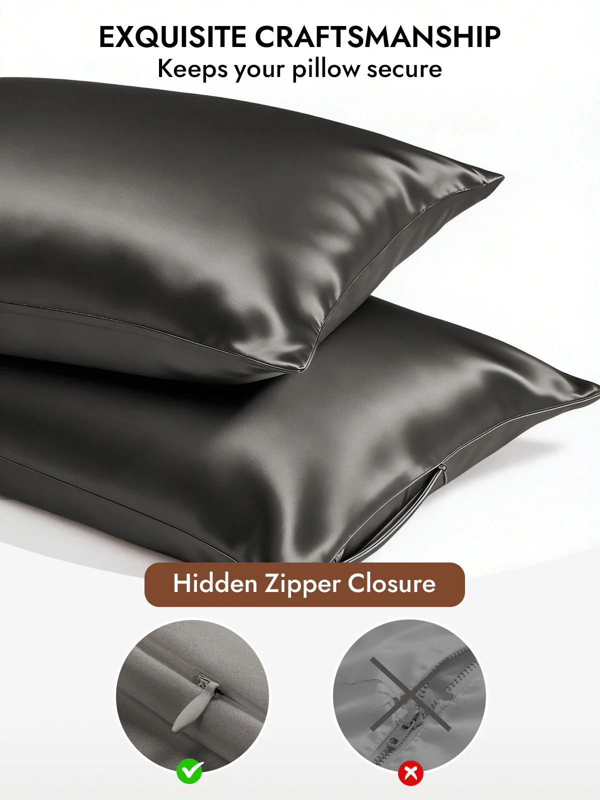 19Momme 100% Mulberry Silk Pillowcase - Hidden Zipper - Image 41