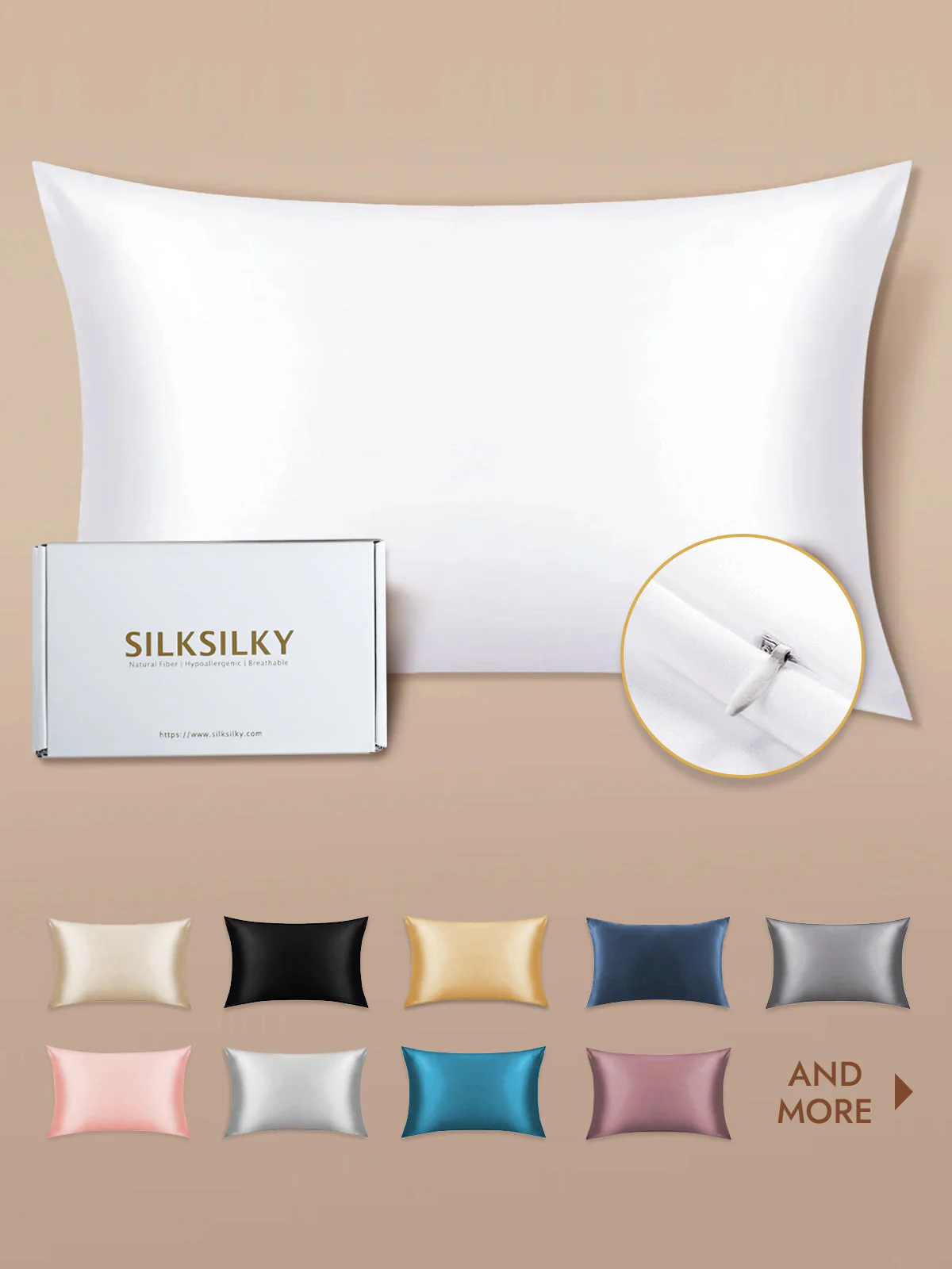 19Momme 100% Mulberry Silk Pillowcase - Hidden Zipper - Image 43