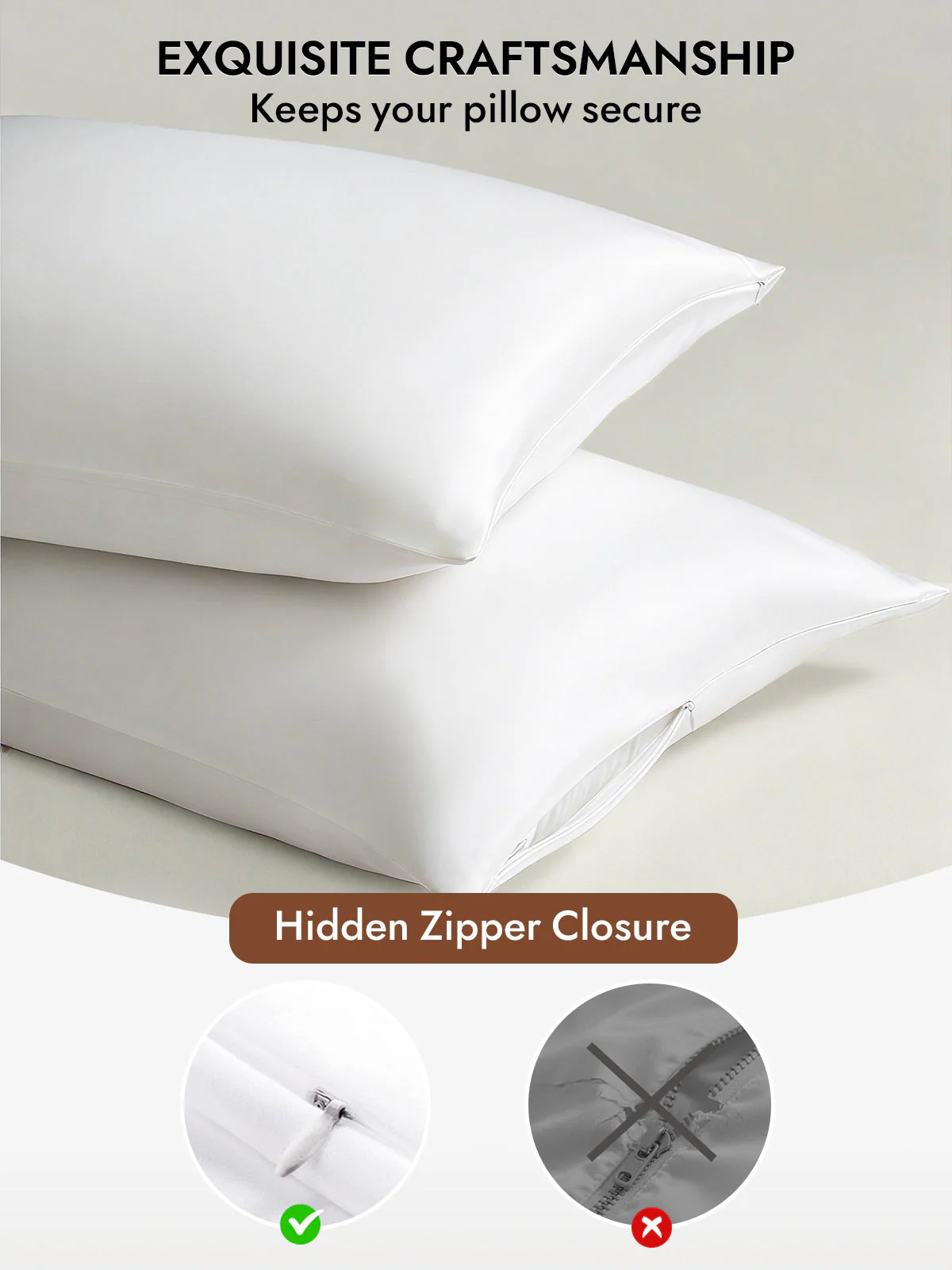 19Momme 100% Mulberry Silk Pillowcase - Hidden Zipper - Image 48