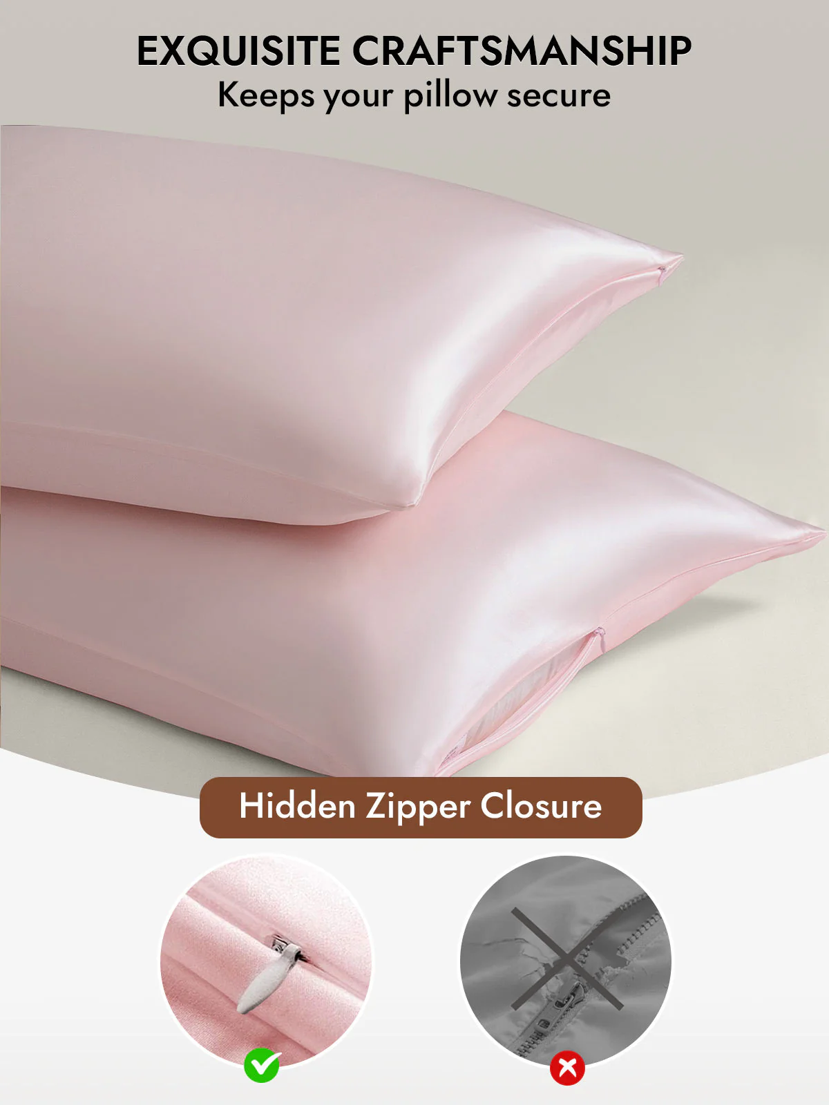19Momme 100% Mulberry Silk Pillowcase - Hidden Zipper - Image 55