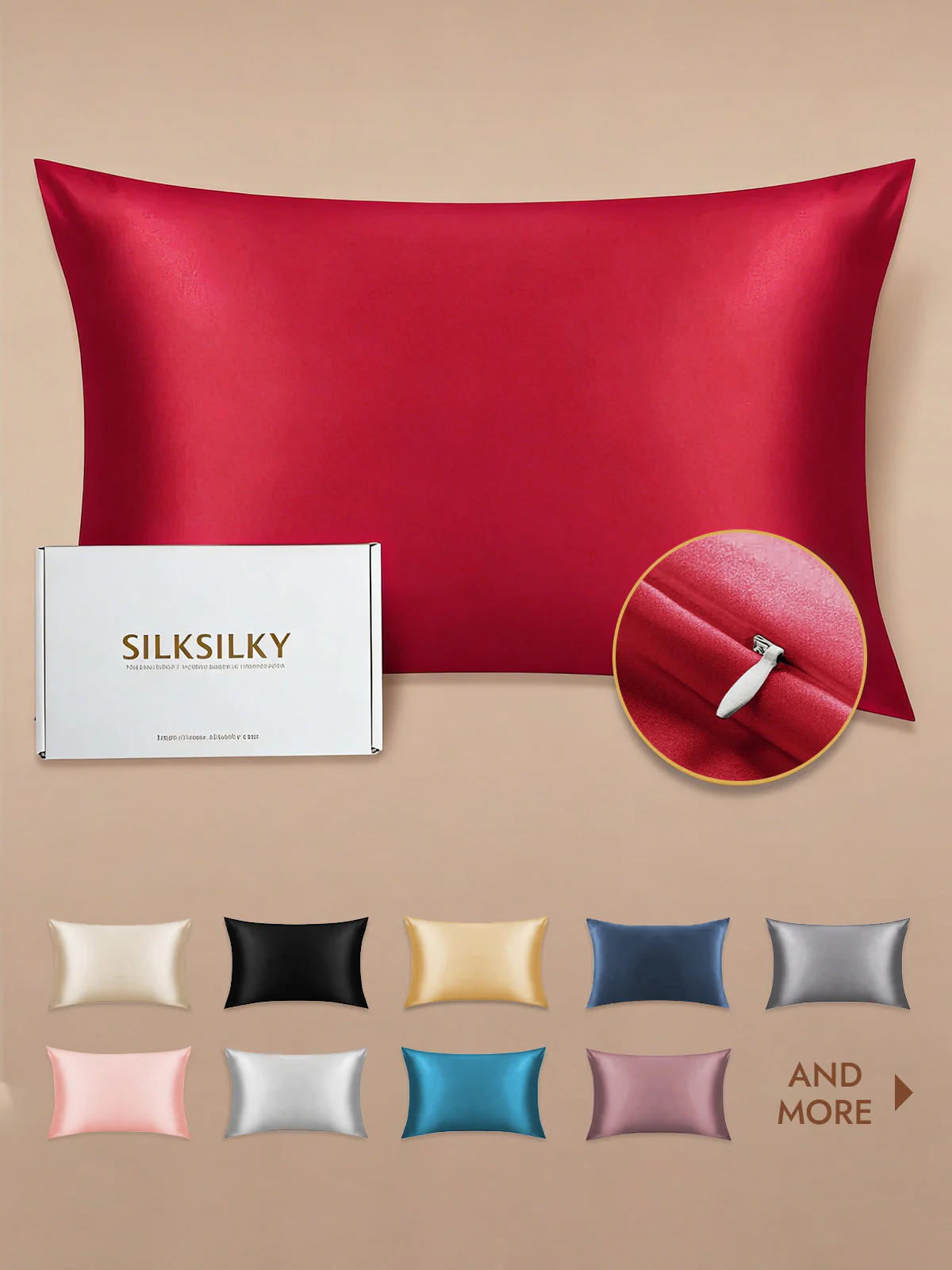 19Momme 100% Mulberry Silk Pillowcase - Hidden Zipper - Image 57